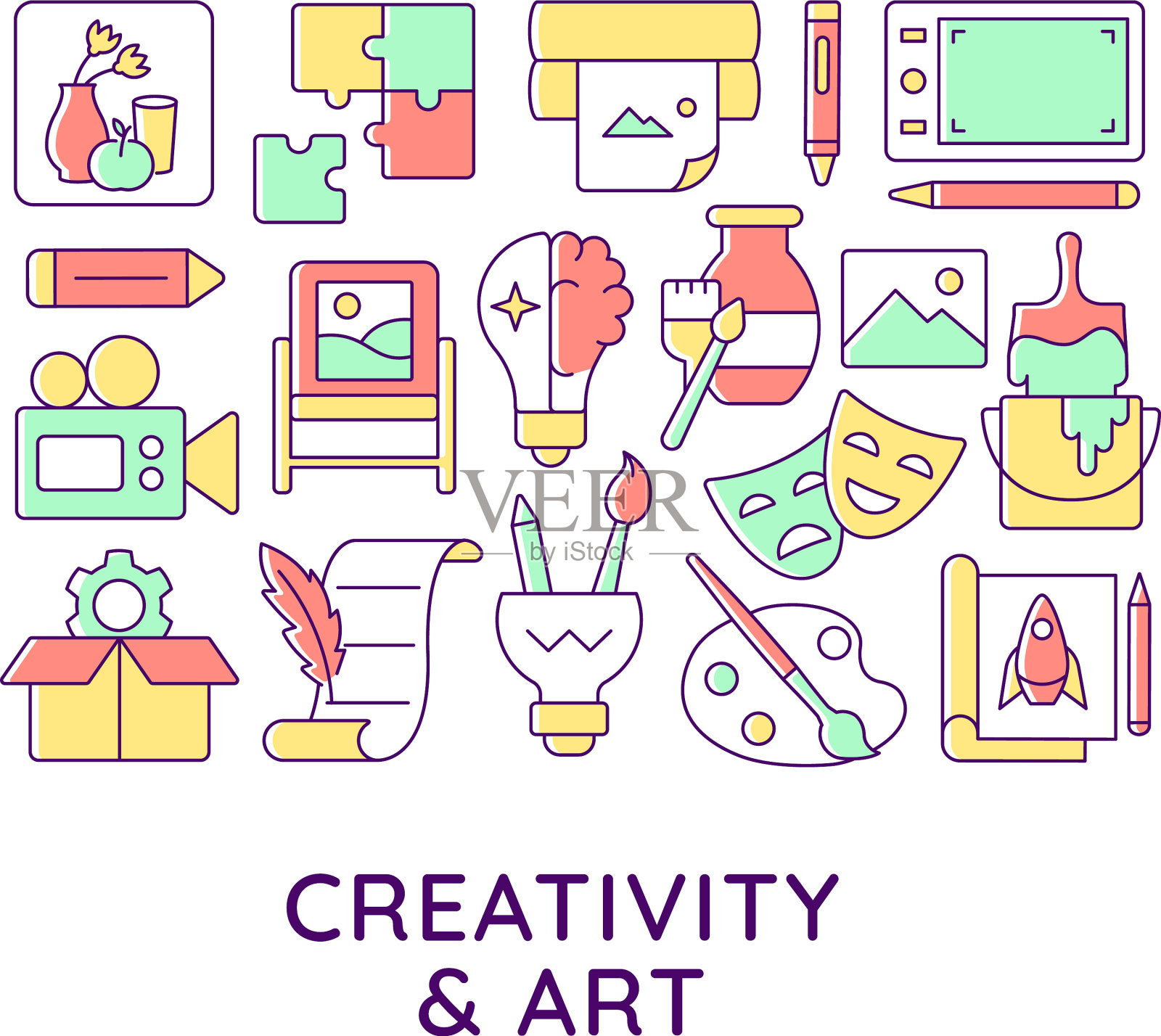 创意艺术与抽象色彩概念布局插画图片素材