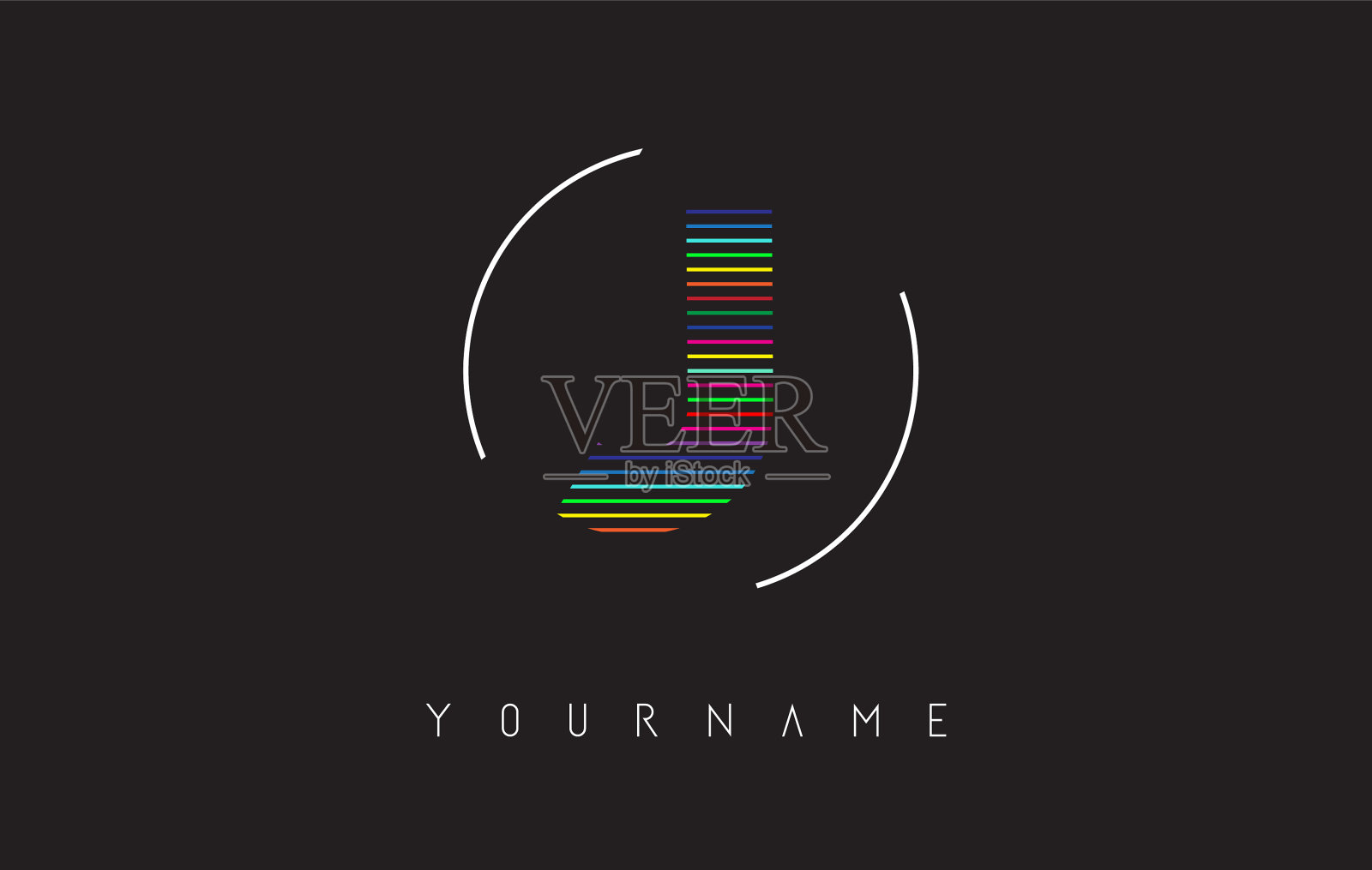 J字标志设计用鲜艳大胆的彩虹插画图片素材