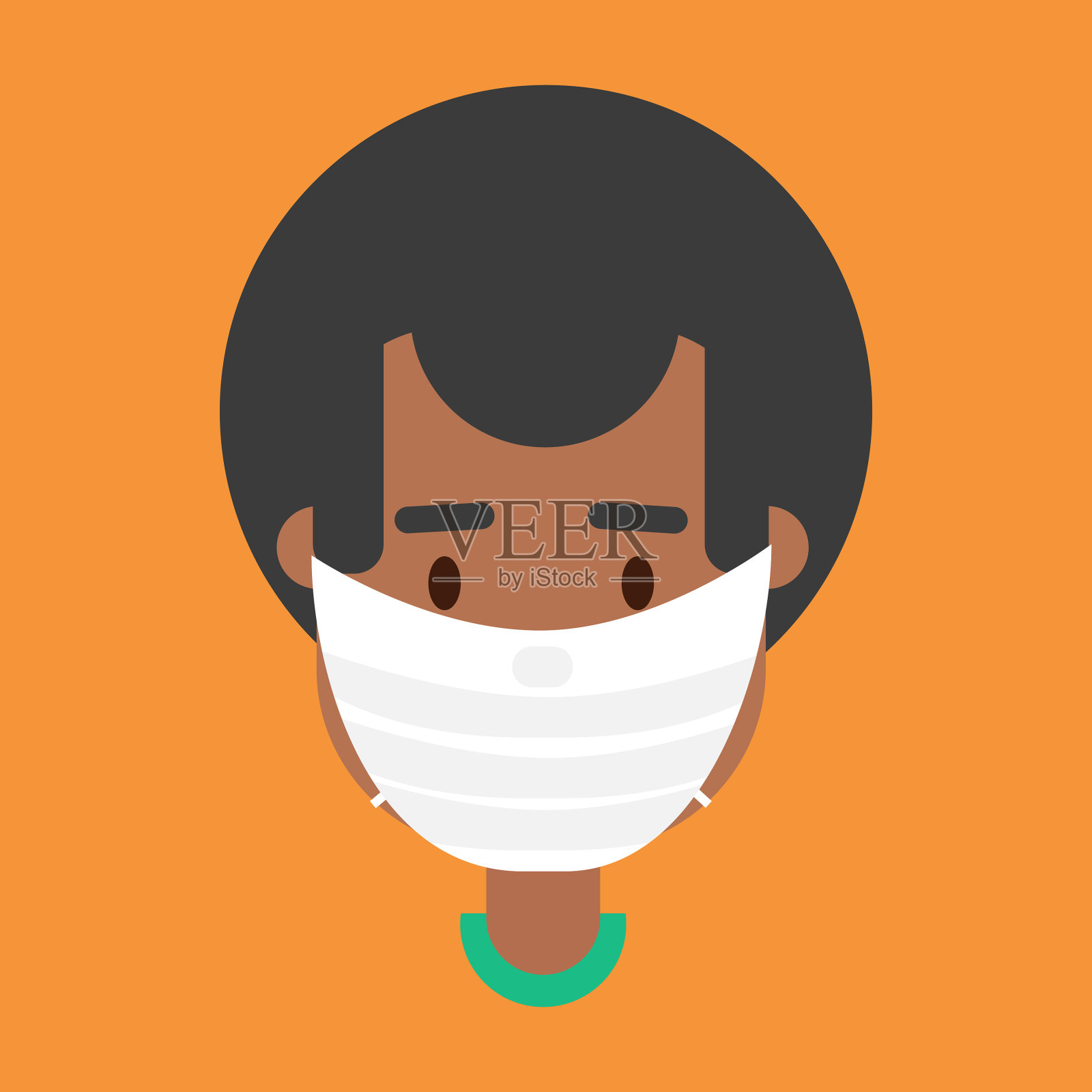 戴着面具的非裔美国人插画图片素材