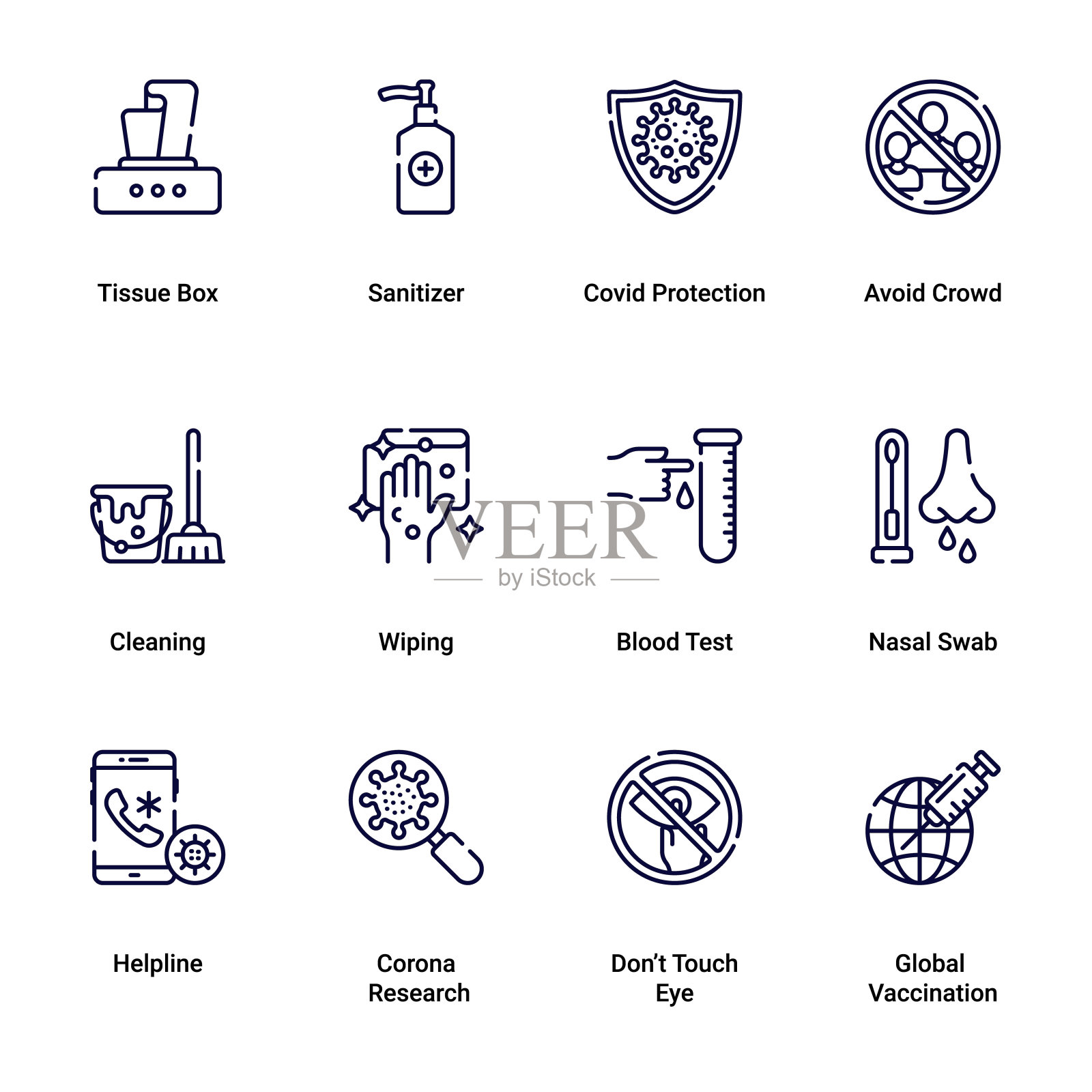 COVID-19冠状病毒图标素材