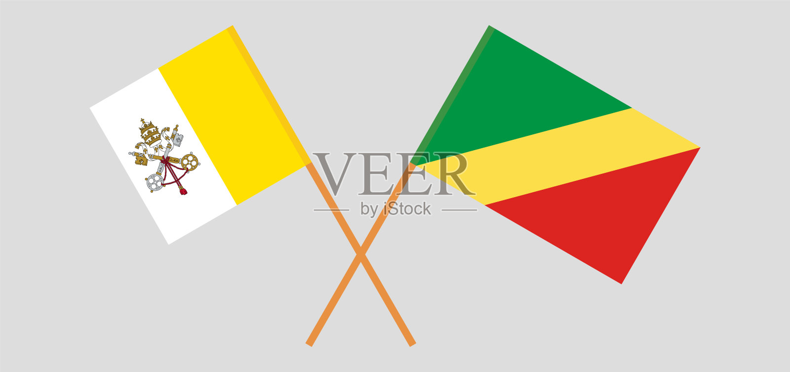 梵蒂冈和刚果共和国的旗帜。官方色彩。正确的比例设计元素图片