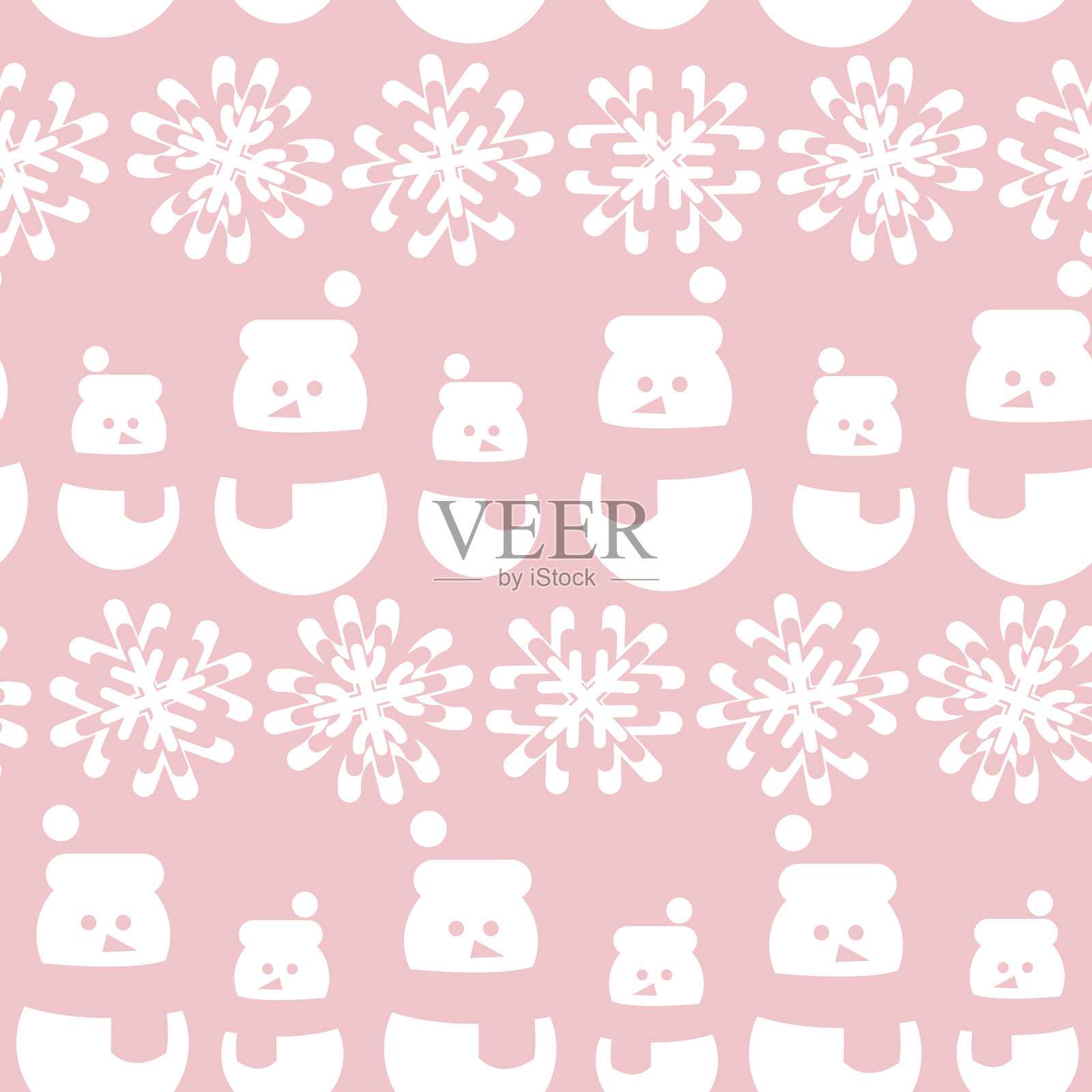粉彩圣诞雪人无缝图案设计插画图片素材