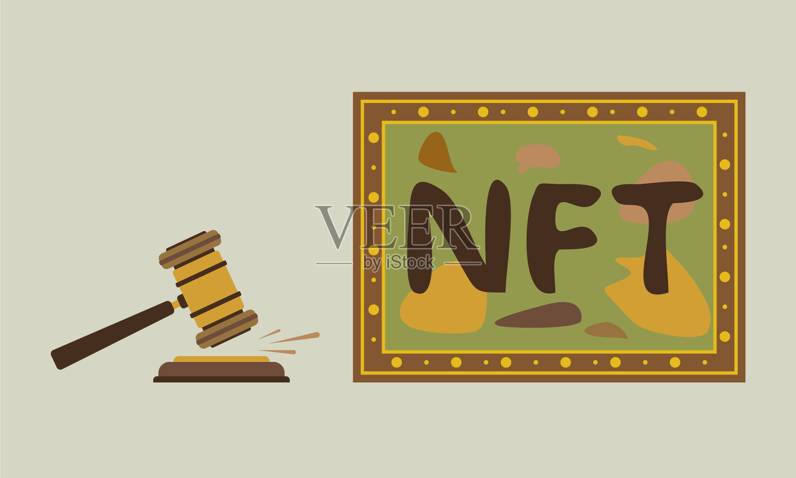 在拍卖中出售不可替代的代币的概念插画图片素材