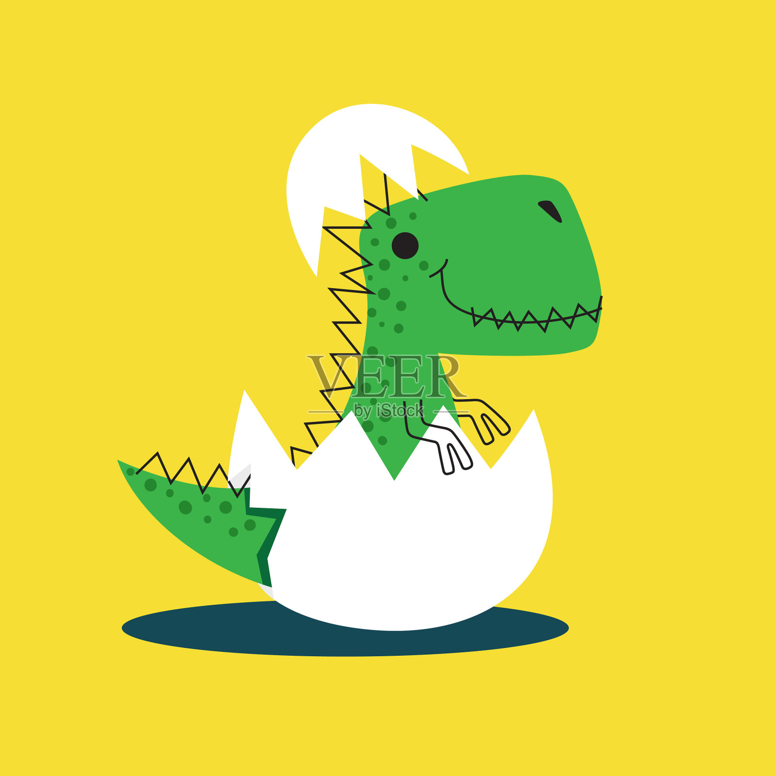 可爱的恐龙从恐龙蛋孵化出来插画图片素材