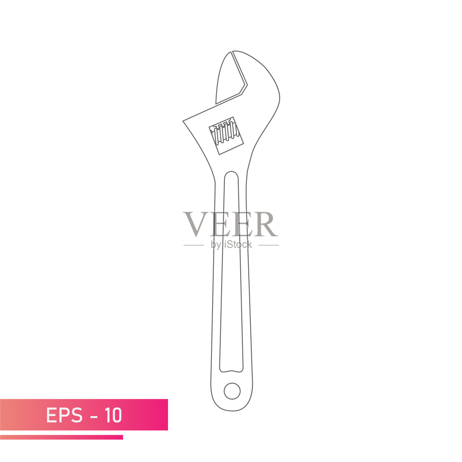 滑动扳手在轮廓设计图标可调插画图片素材