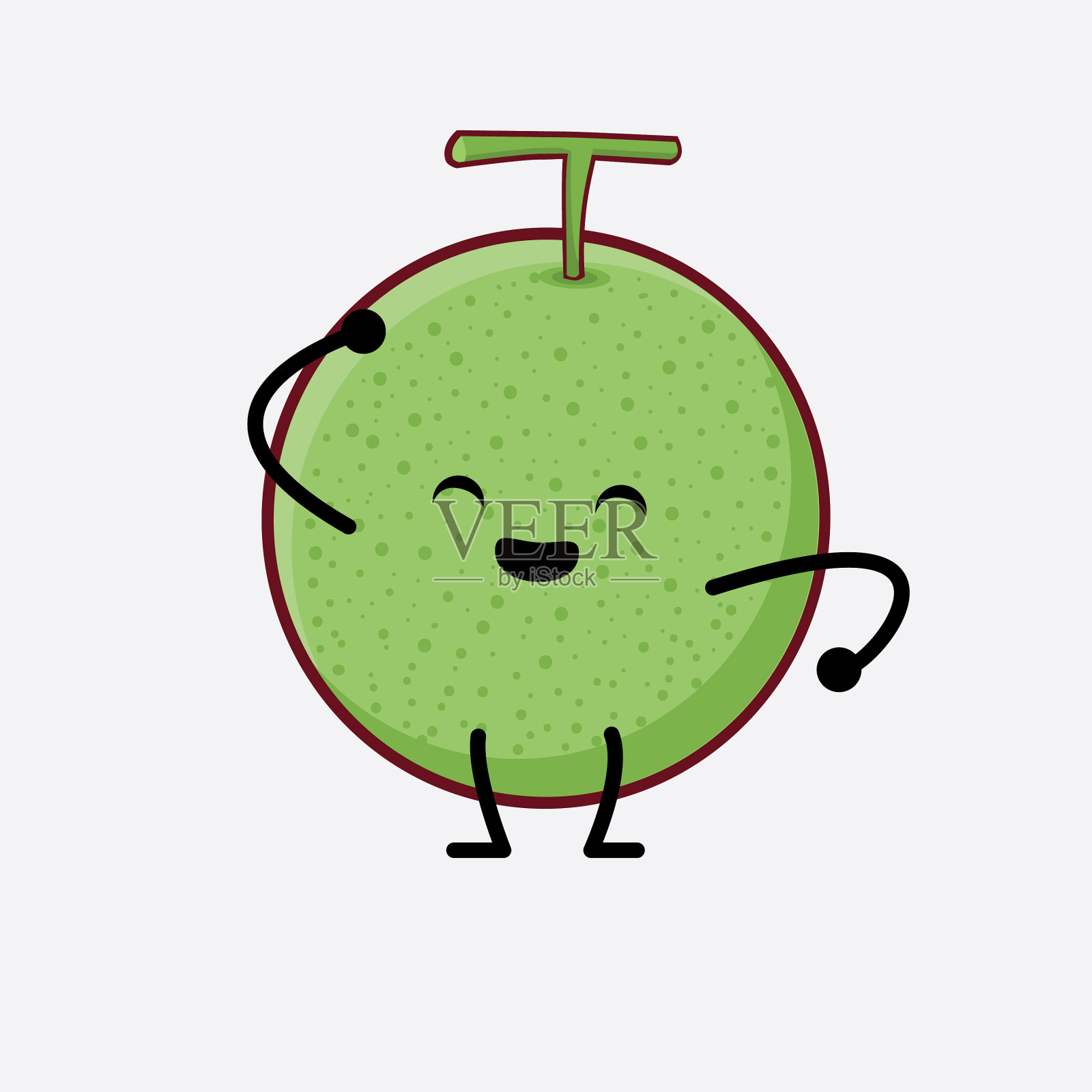 可爱的瓜果人物,简单的脸和手插画图片素材