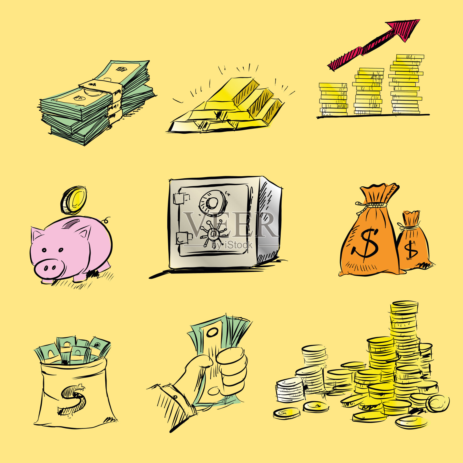 商业主题(涂鸦)手绘插图。插画图片素材