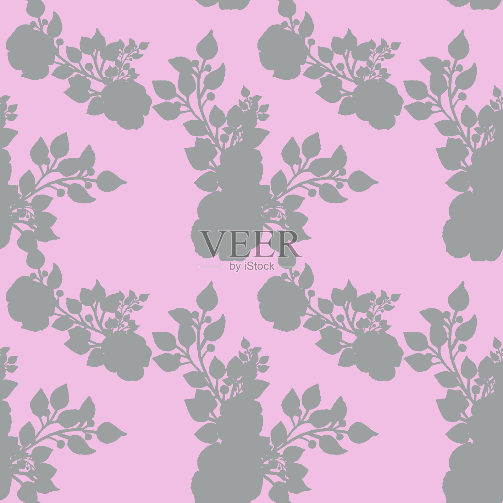 水彩无缝纸简单的野花。水彩花卉无缝图案,水彩粉色、棕色、灰色,简单的花卉元素,手绘,手绘。白色花卉点缀。插画图片素材