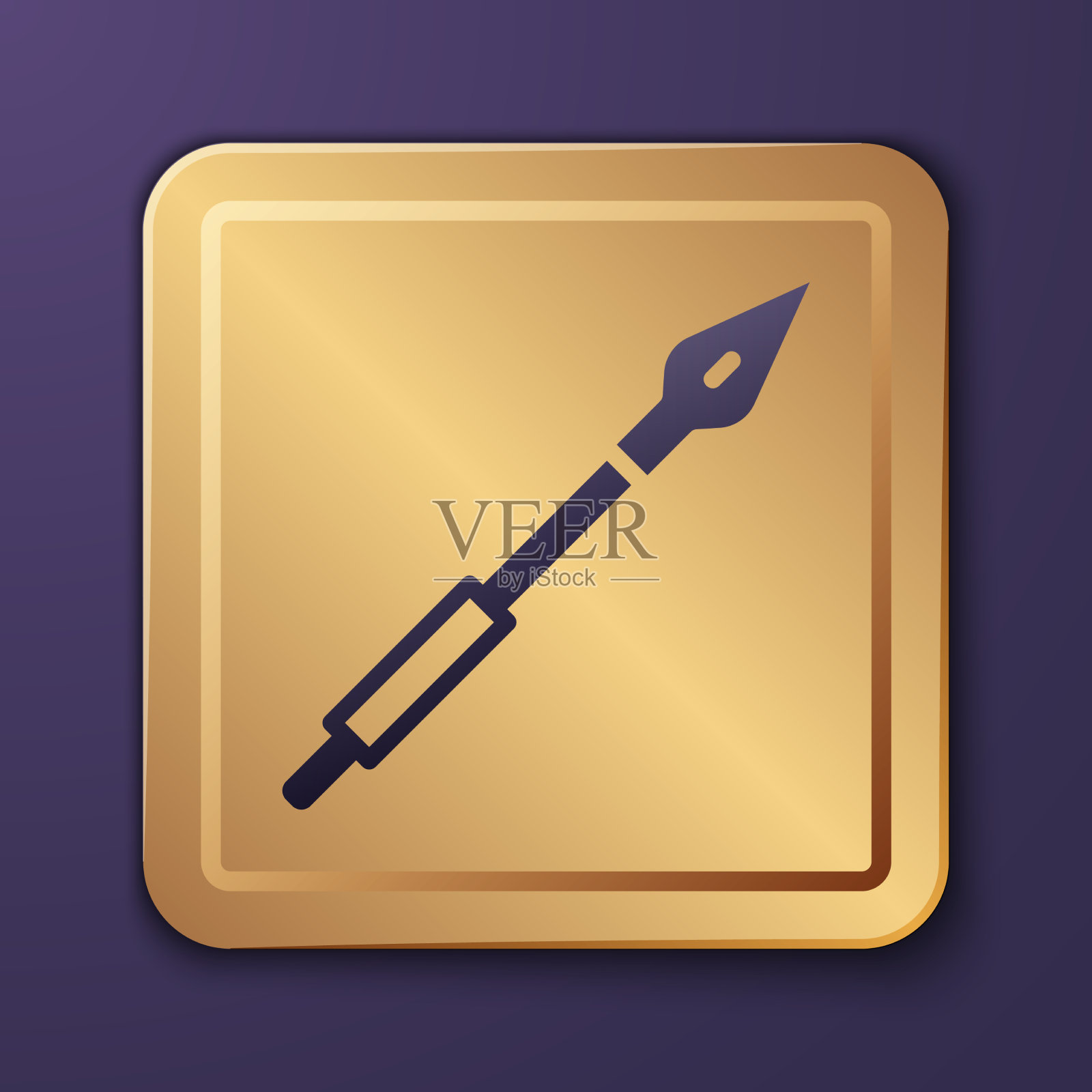 紫色中世纪长矛图标孤立在紫色上插画图片素材