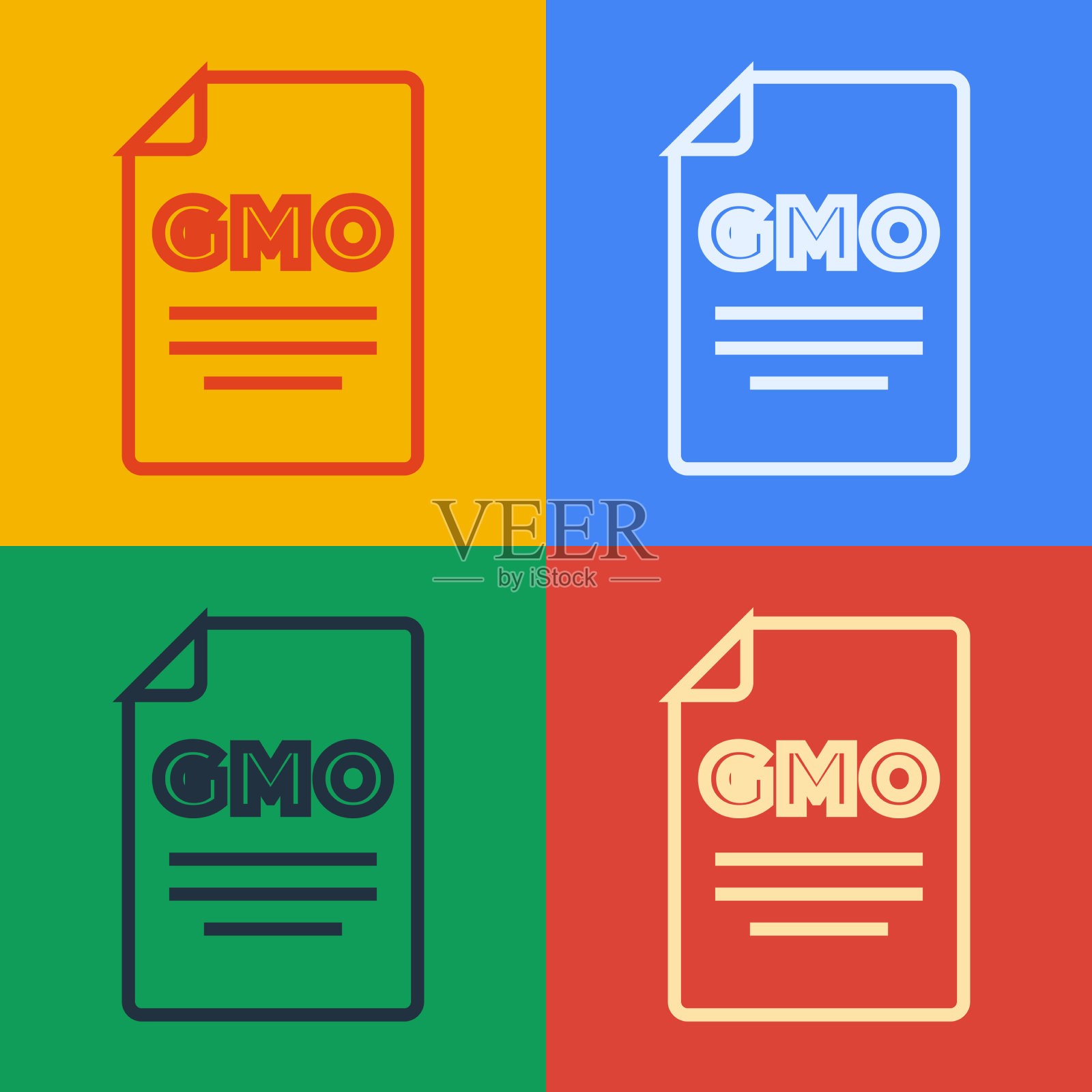 波普艺术线转基因图标孤立的颜色背景插画图片素材