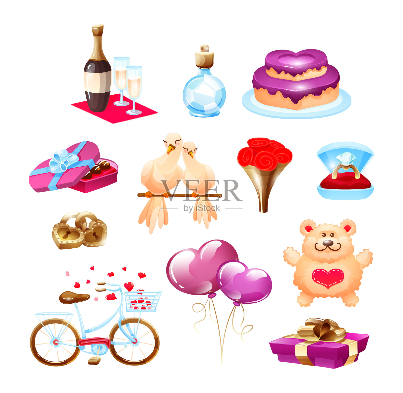 情人节快乐元素集插画图片素材