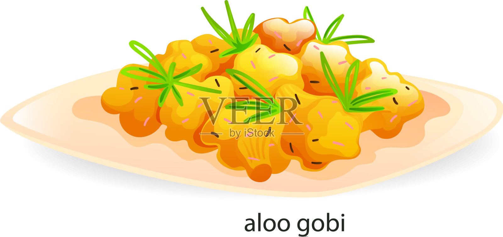 传统的印度素食菜aloo gobi插画图片素材