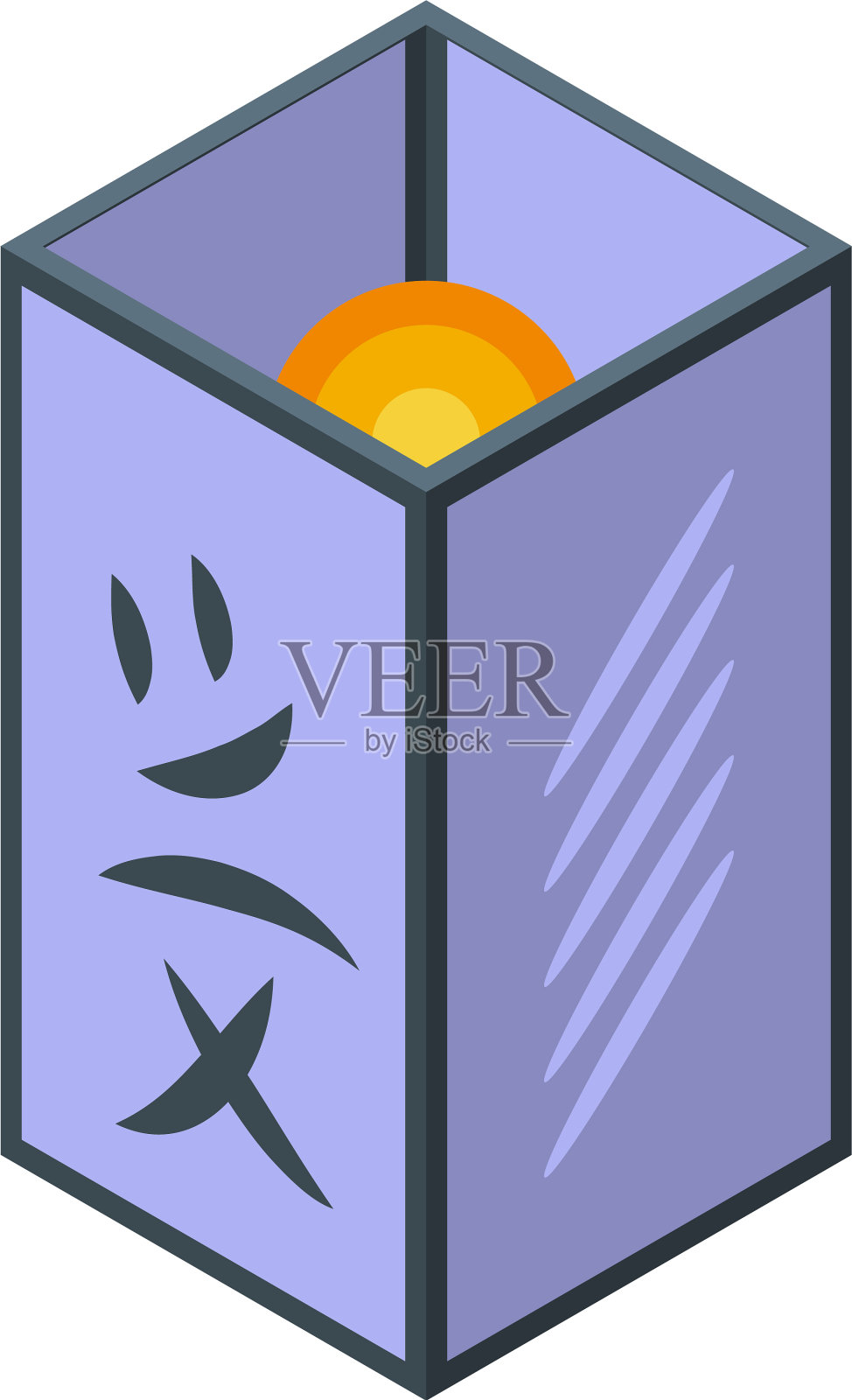 泰国浮动灯笼图标等距风格插画图片素材