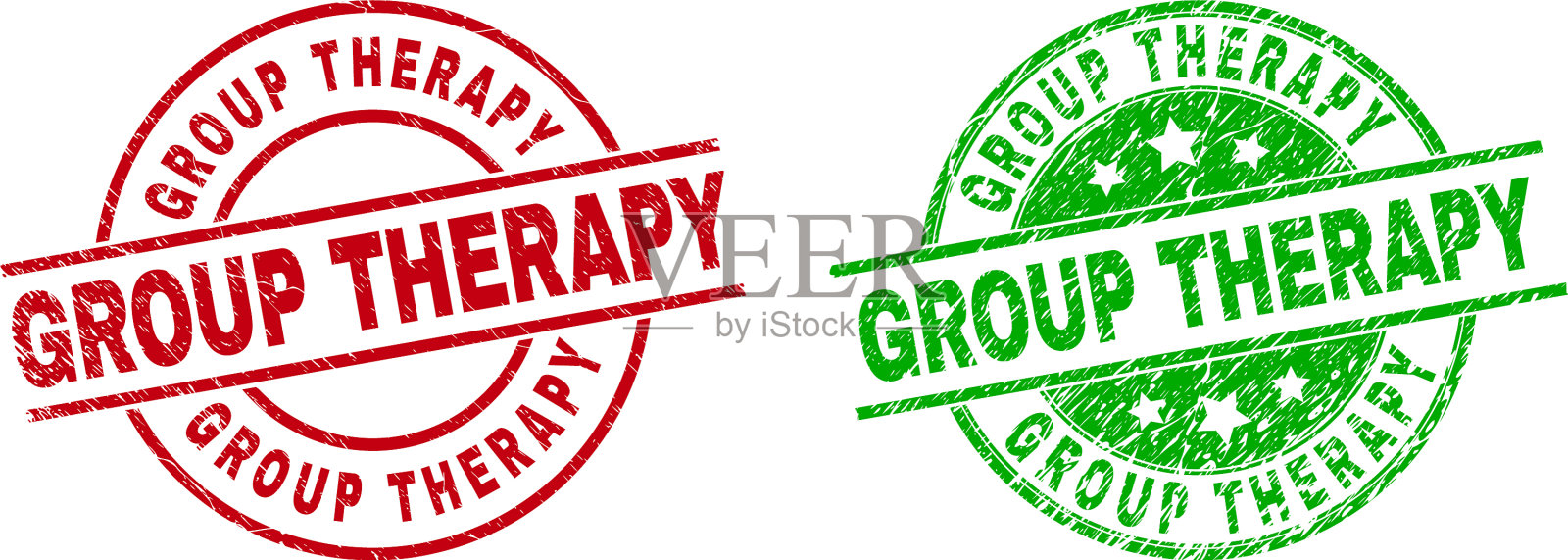 团体治疗圆形印章印章与刮花设计元素图片