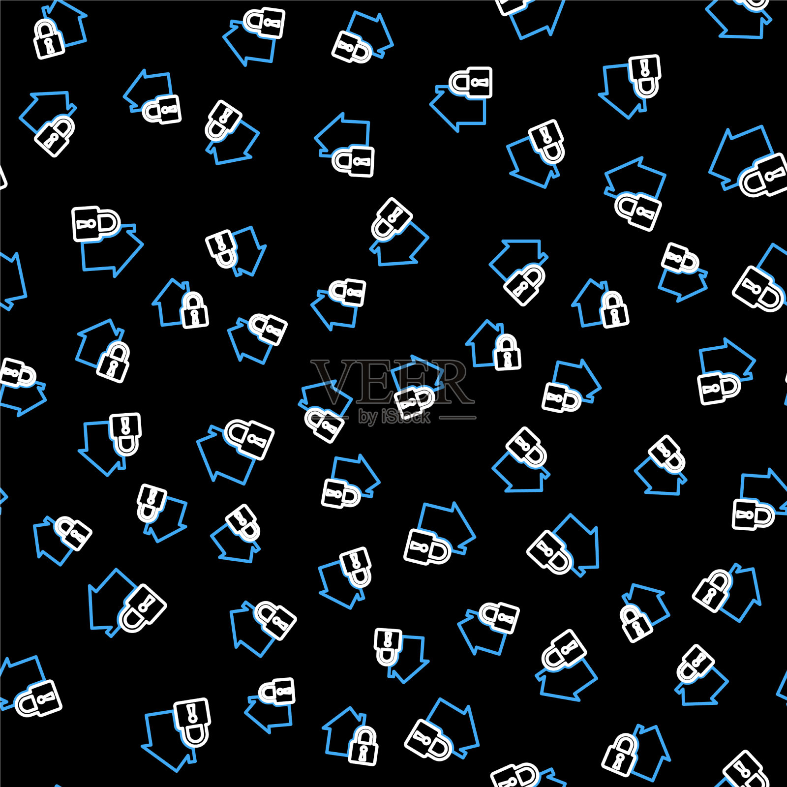 线屋在保护图标隔离无缝插画图片素材