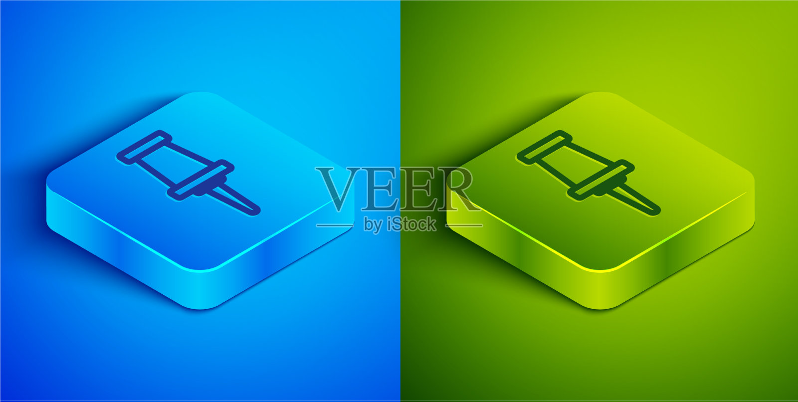 等距线推销图标隔离在蓝色和图标素材