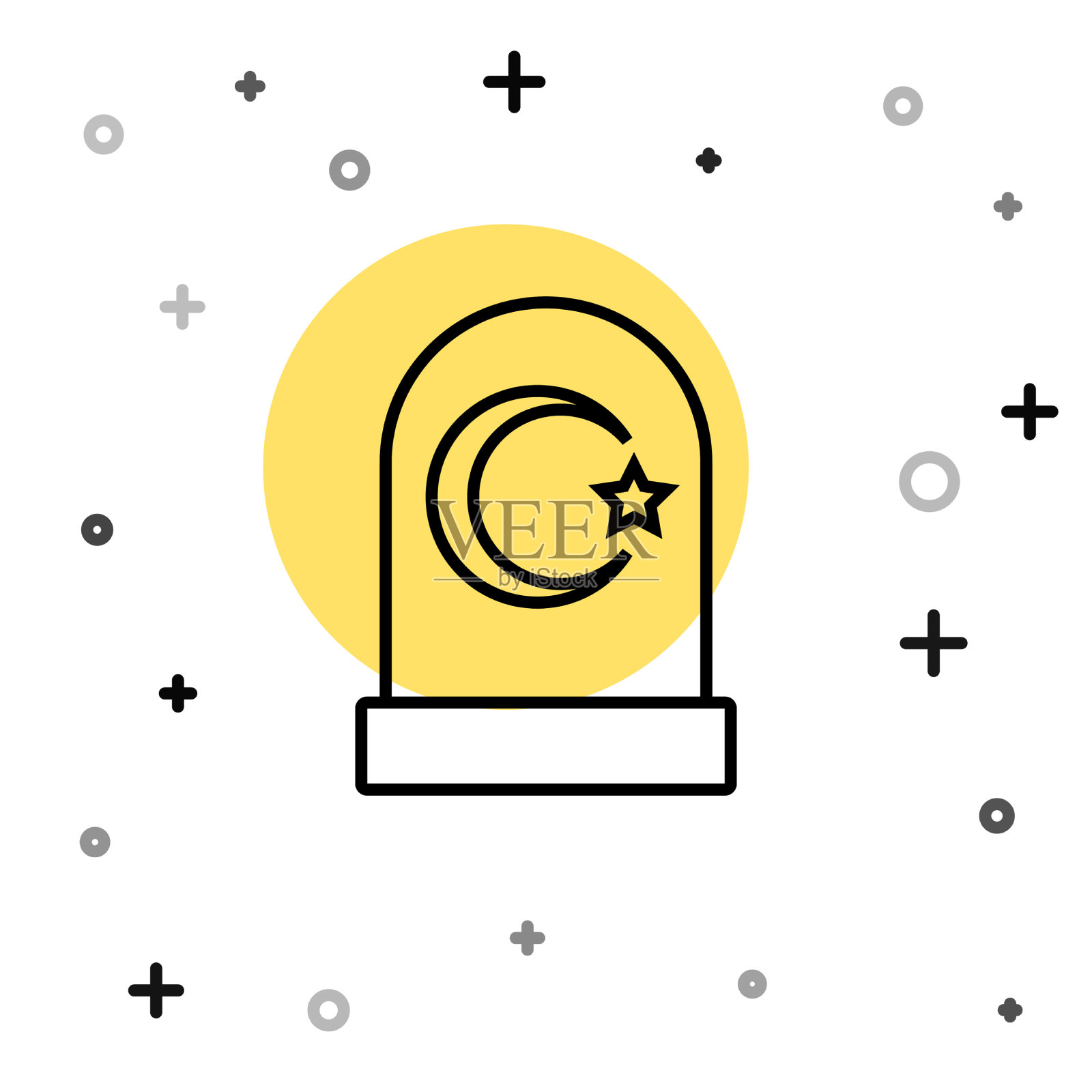 黑线穆斯林墓地图标孤立在白色图标素材