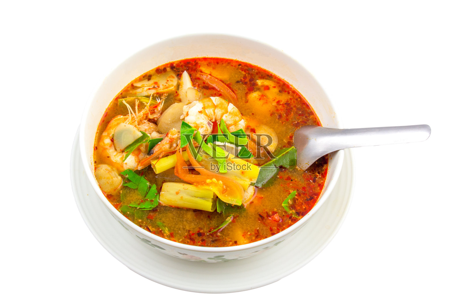 虾,汤姆,Yum泰国食物著名的孤立在白色照片摄影图片