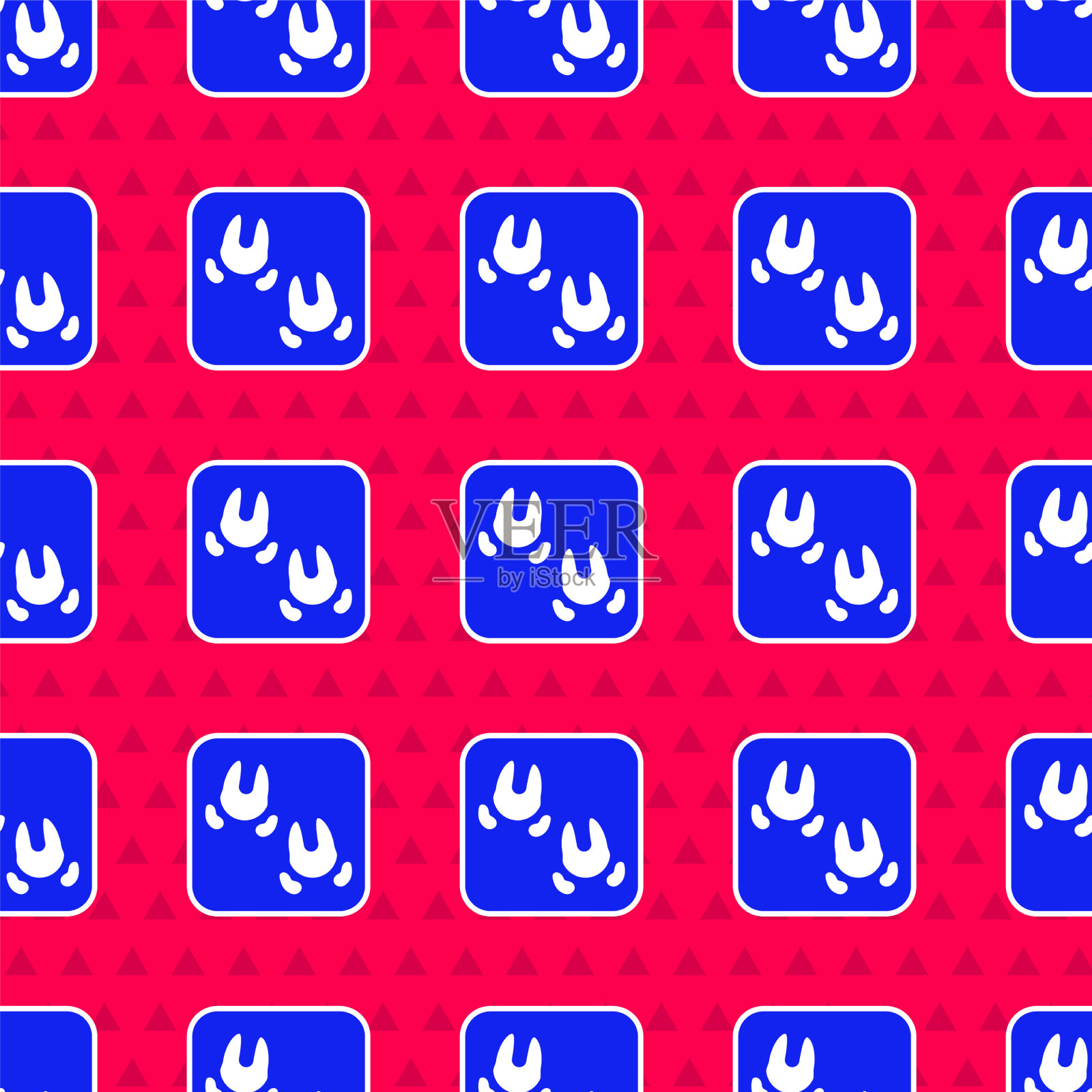 蓝色的野猪爪脚印图标孤立插画图片素材