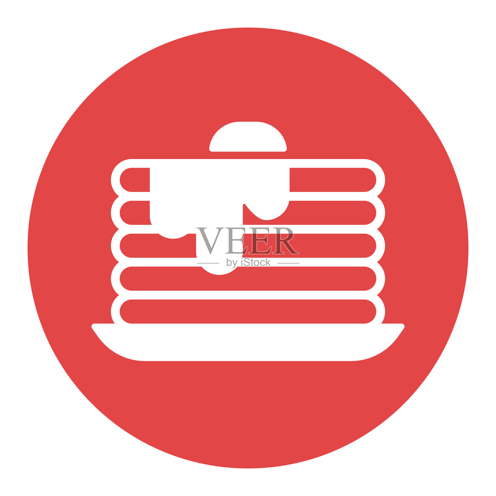 煎饼矢量白色字形图标。快餐的迹象插画图片素材