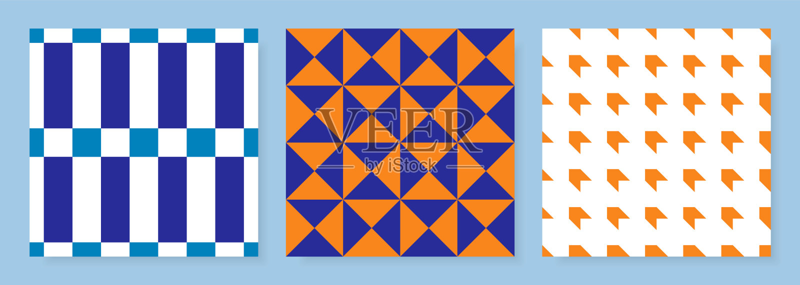 一套抽象的几何无缝模式。复古的印花。重复的包豪斯的背景。插画图片素材