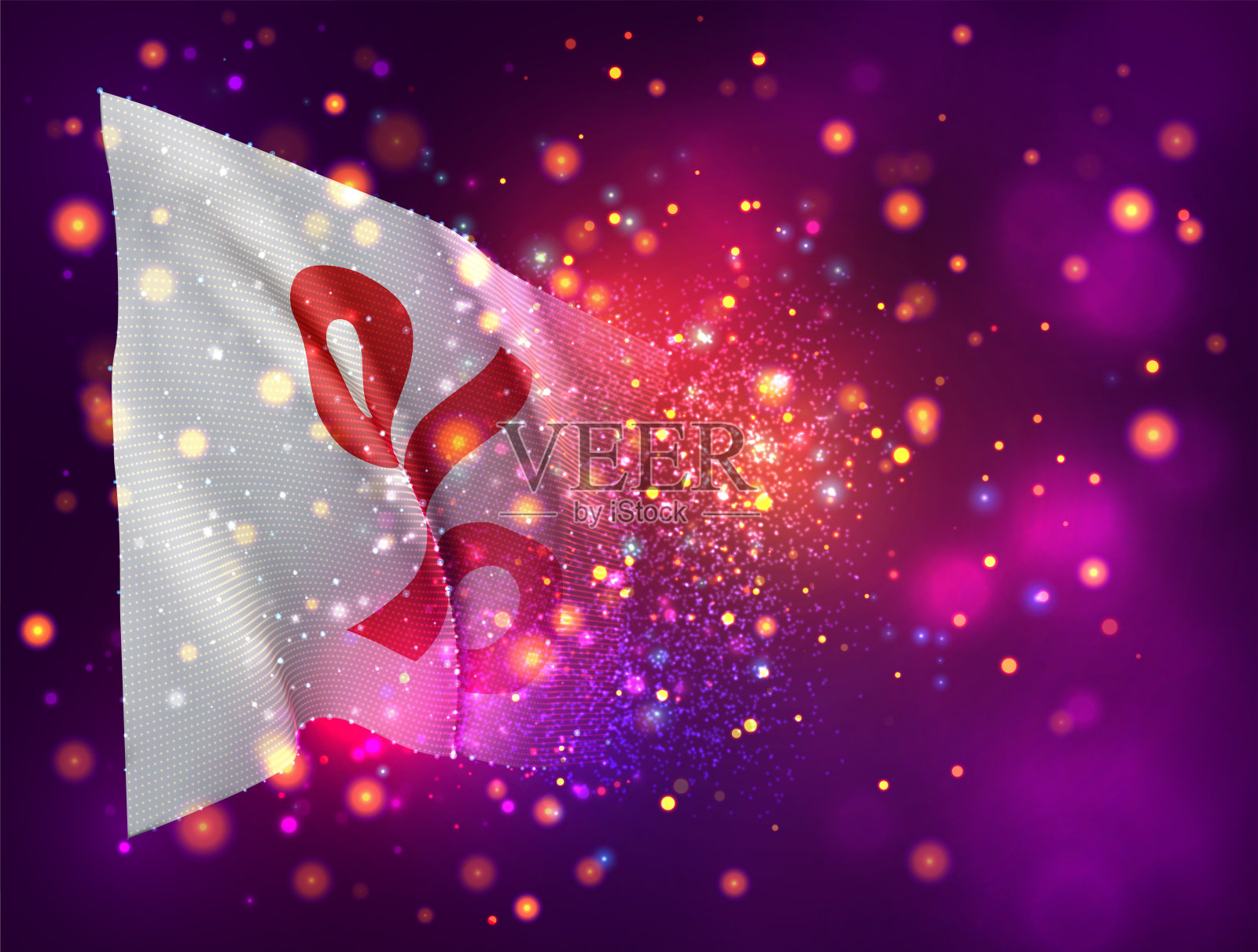 粉紫色背景上的3D旗帜促销折扣插画图片素材