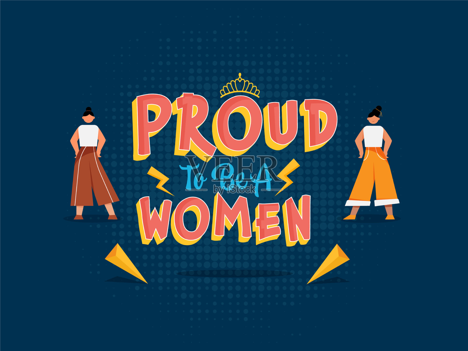 自豪成为一个复古风格的女性概念插画图片素材