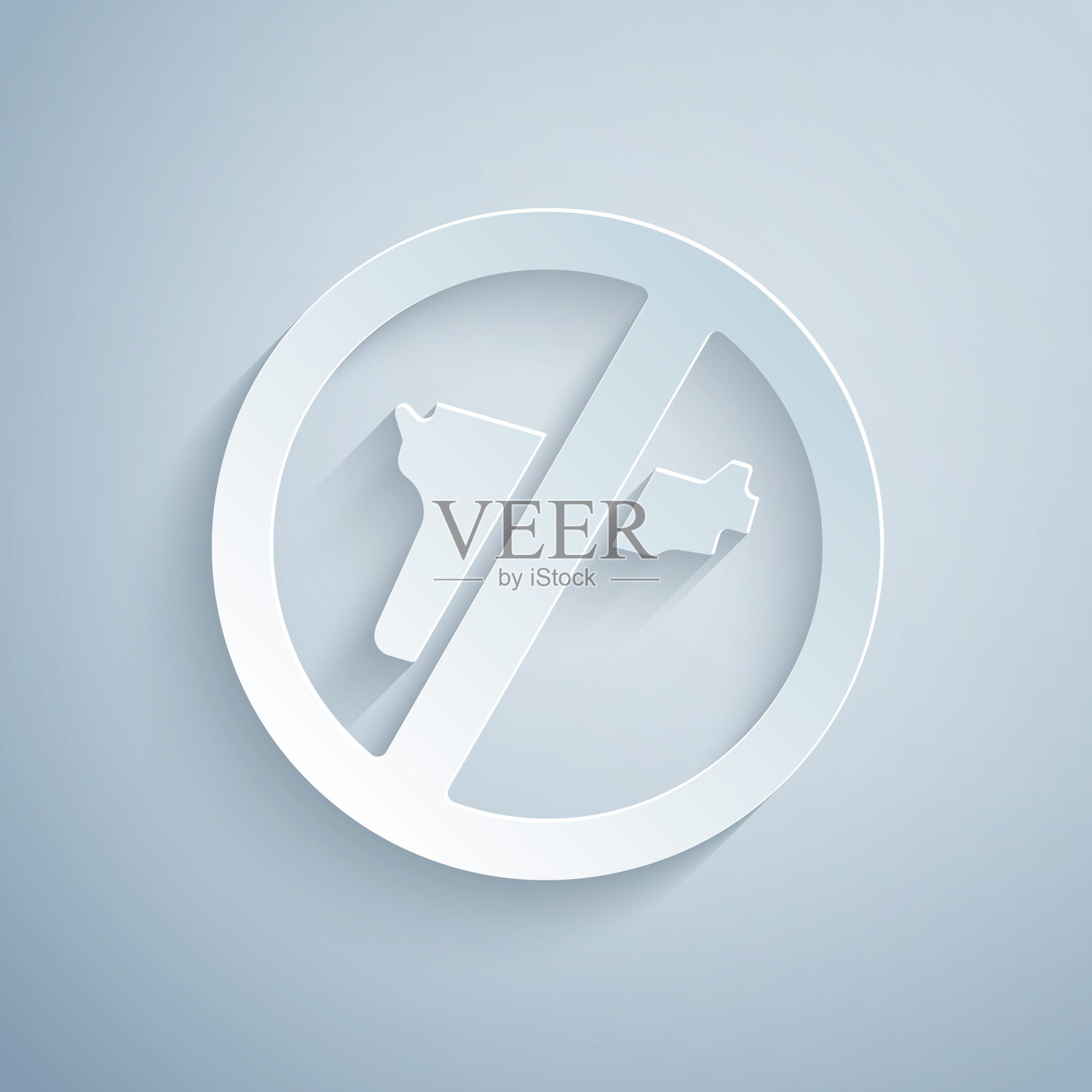 灰色背景上没有孤立的战争图标。和平的象征。纸艺术风格。向量设计元素图片