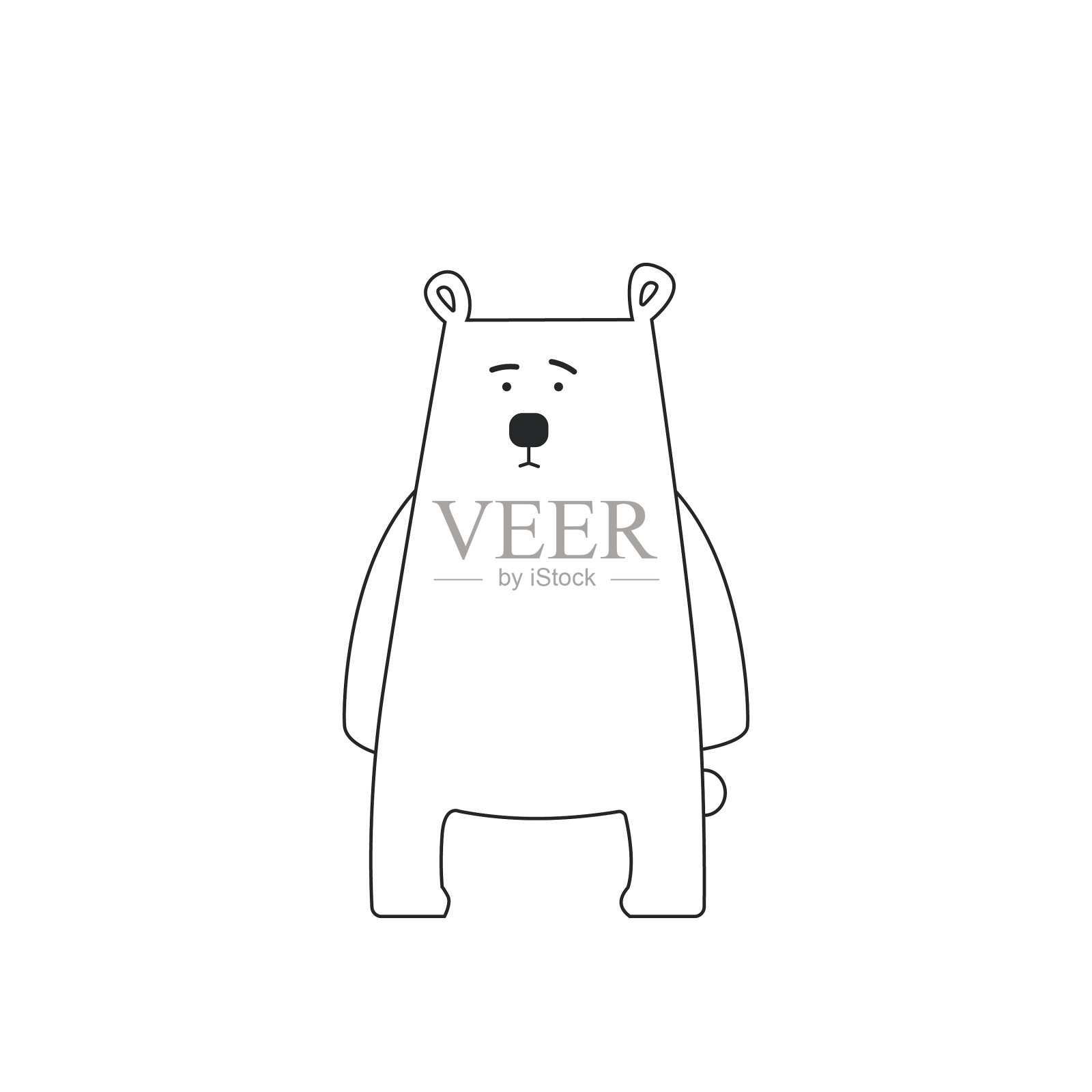 上色白熊幼崽的轮廓图设计元素图片