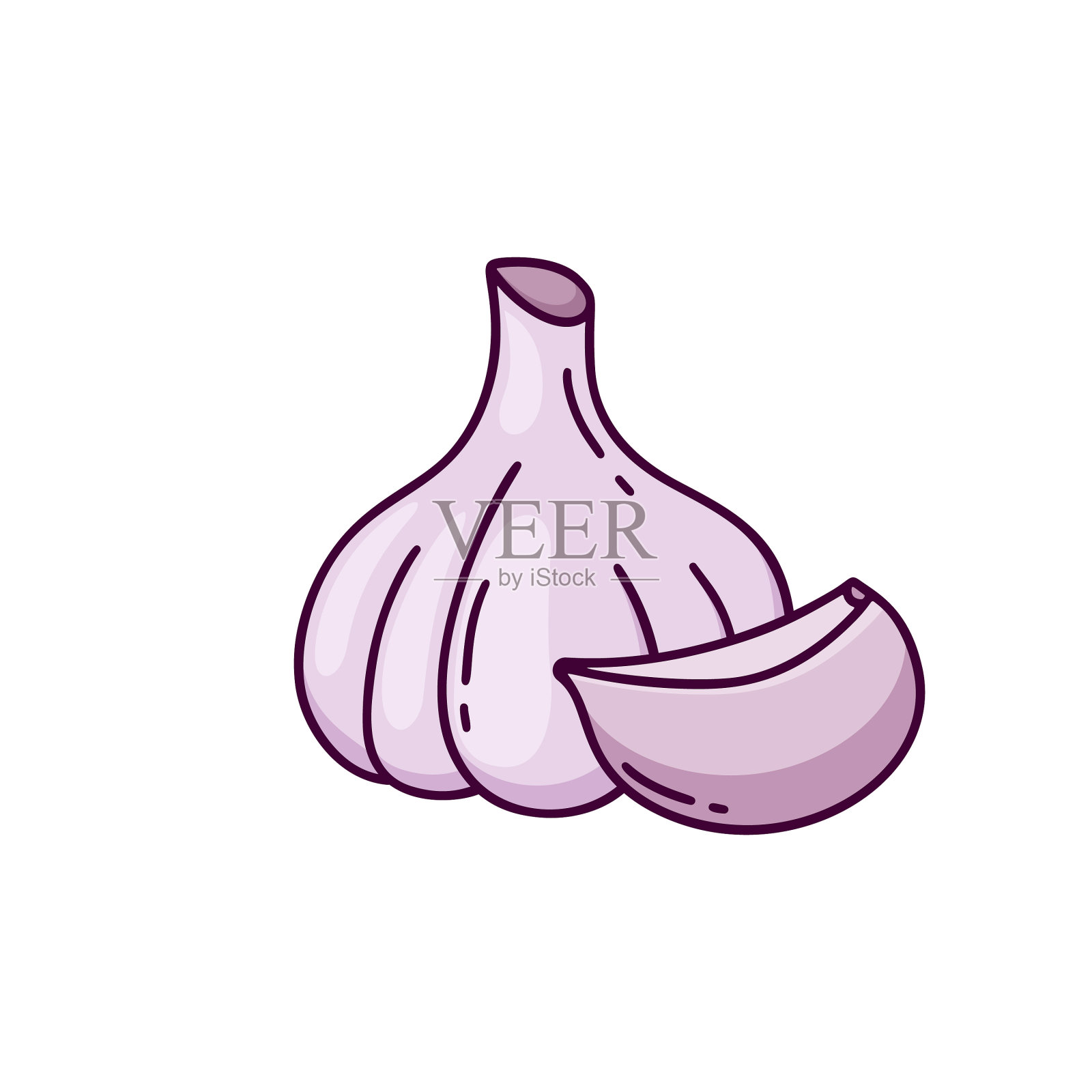 蒜头和丁香颜色的图标手插画图片素材