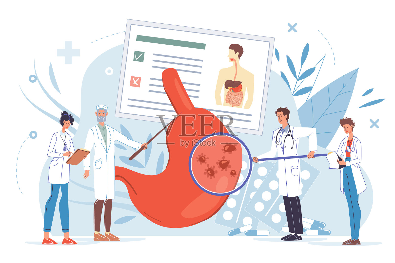 扁平的卡通医生角色在工作设计元素图片