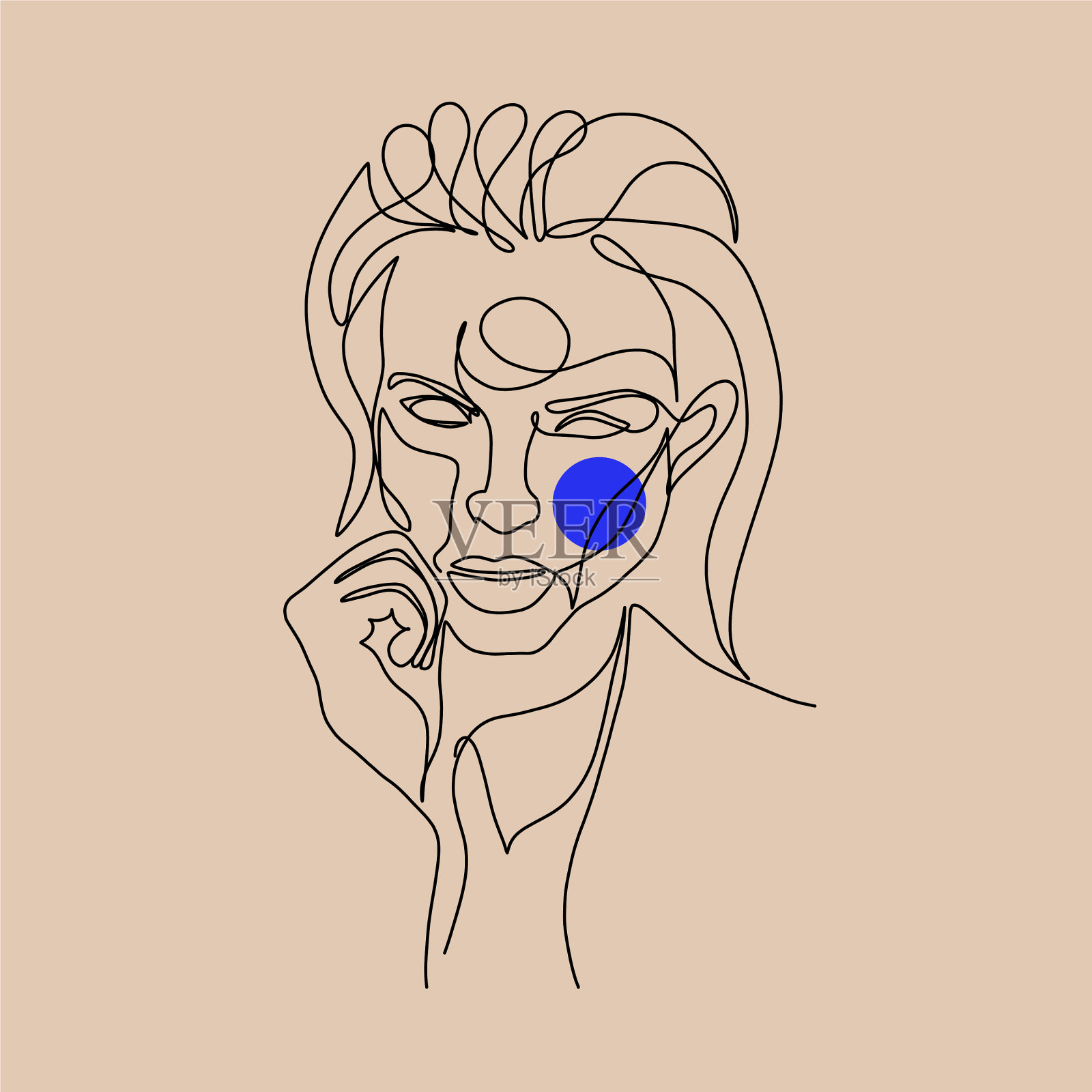 最小的脸部画线插画图片素材