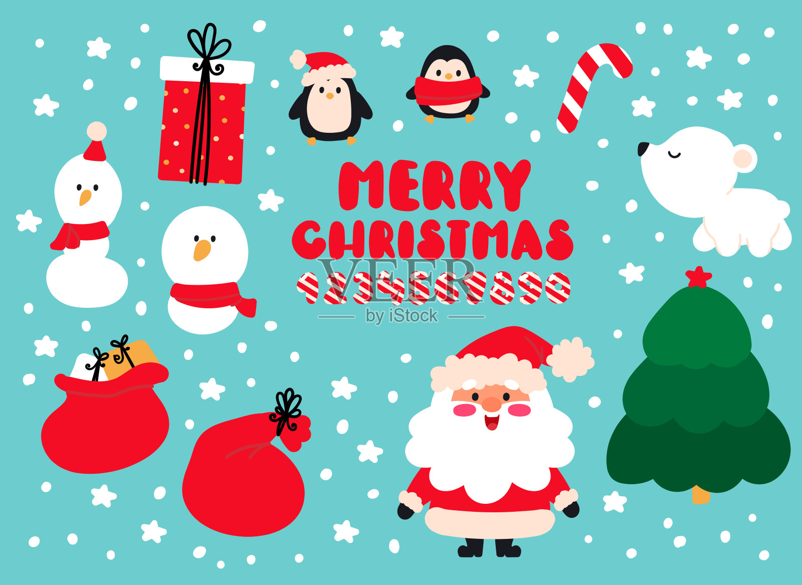 新年设计的一组元素插画图片素材