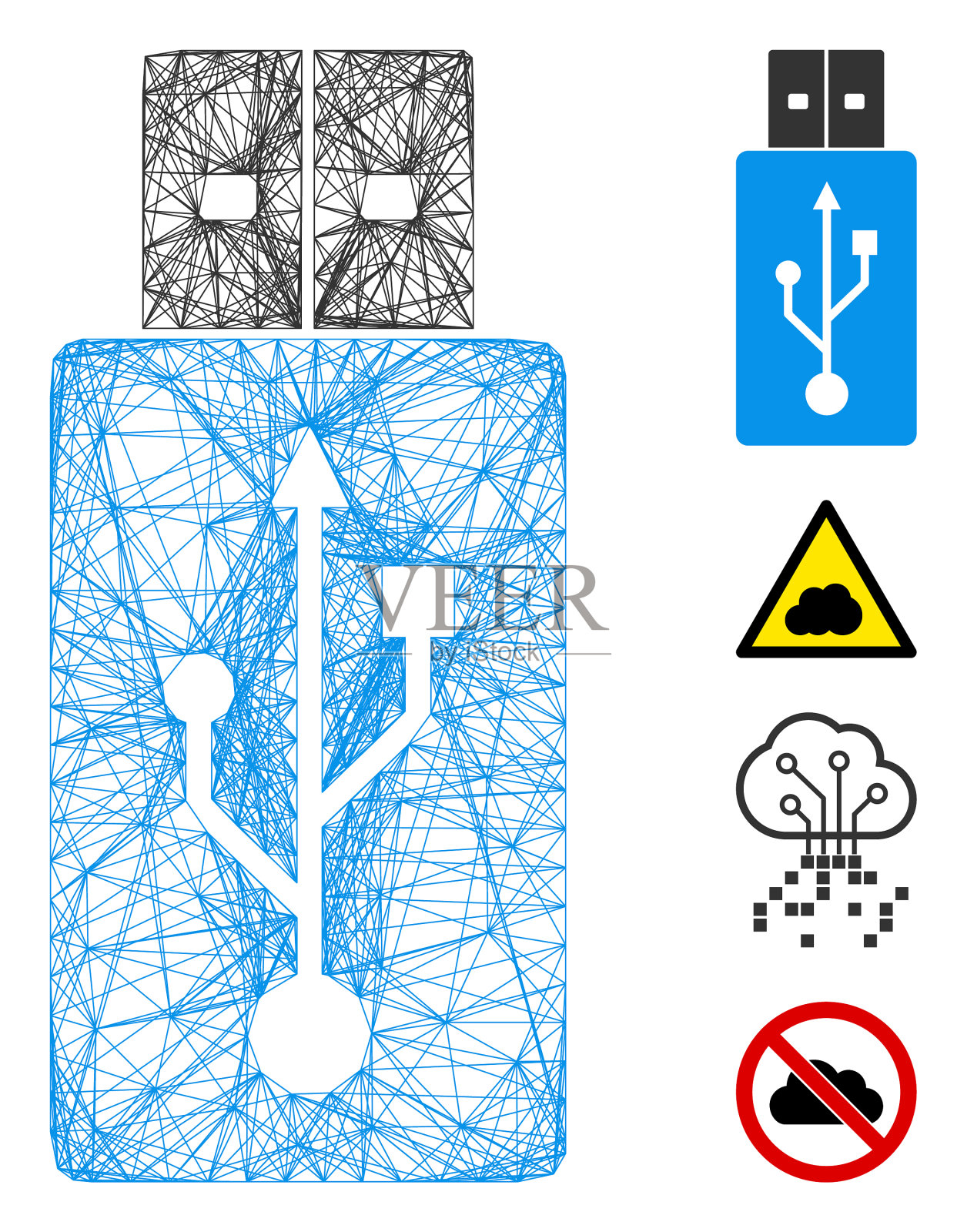 网络usb闪存驱动器网格插画图片素材