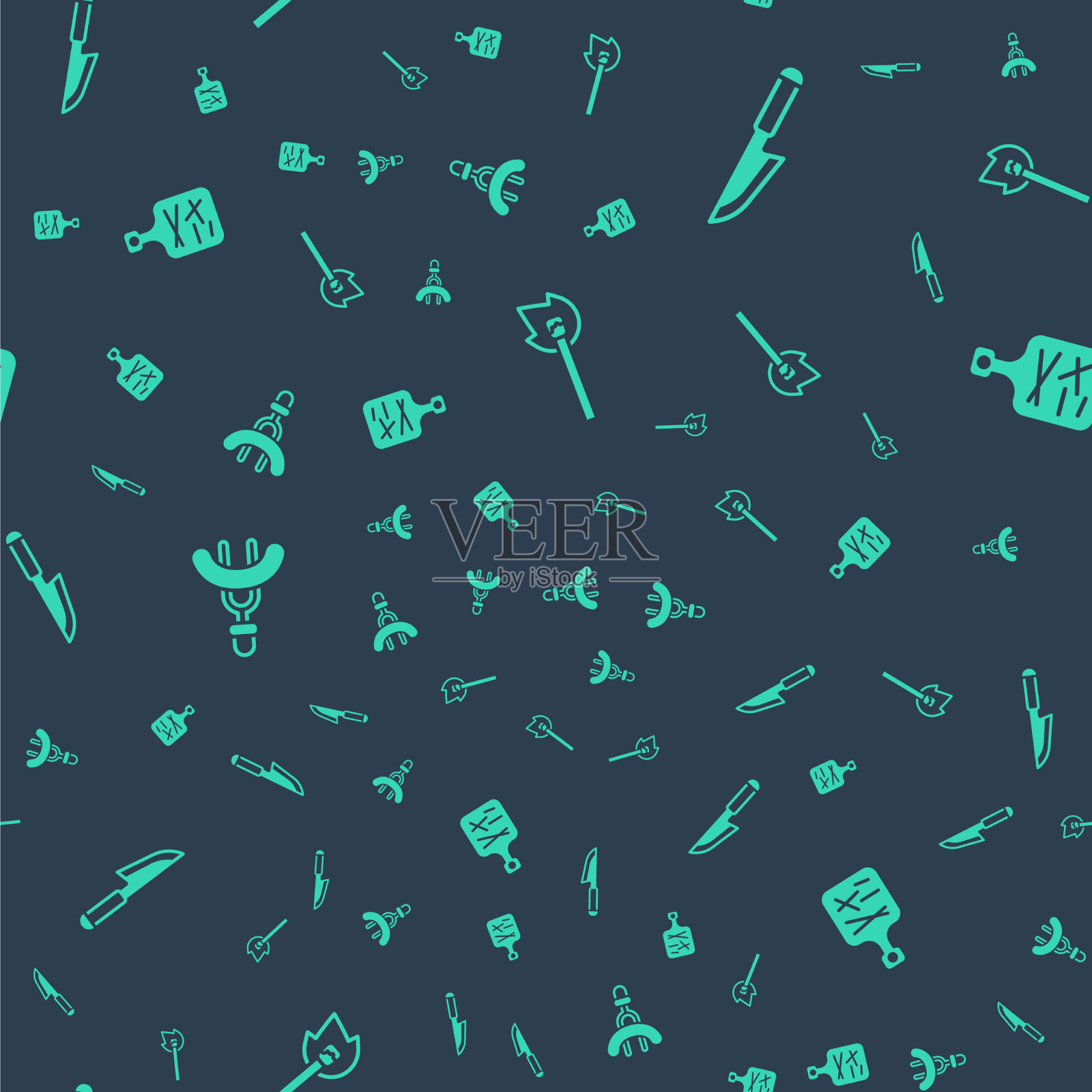 用火点燃火柴,用刀切香肠图标素材