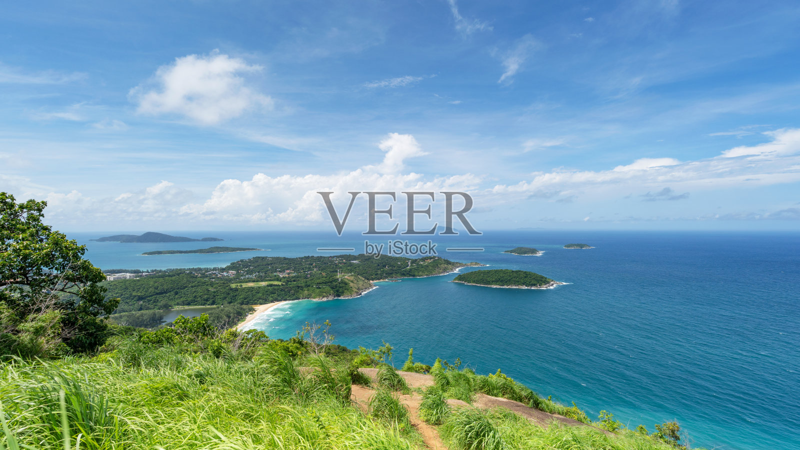 在泰国普吉岛看promthep海角,Naiharn海滩和yanui海滩美丽的安达曼海照片摄影图片