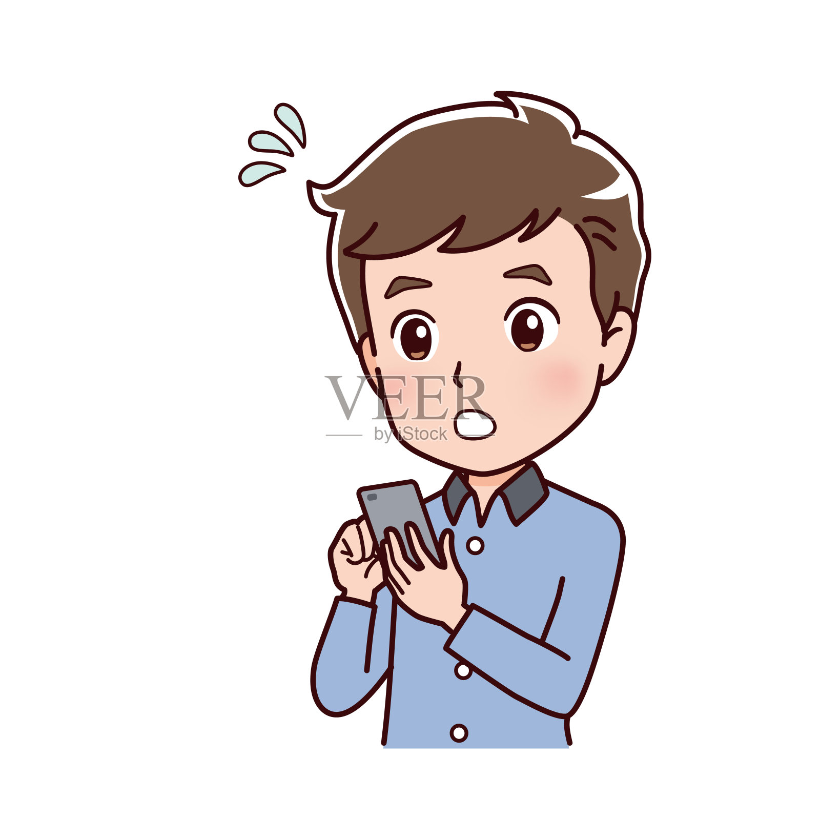 一名男子操作智能手机的插图插画图片素材