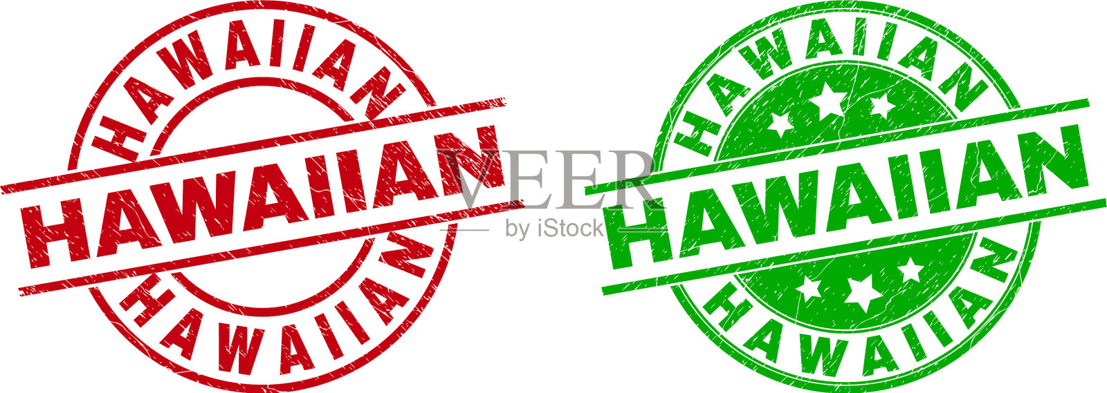 夏威夷圆形水印,表面有腐蚀插画图片素材