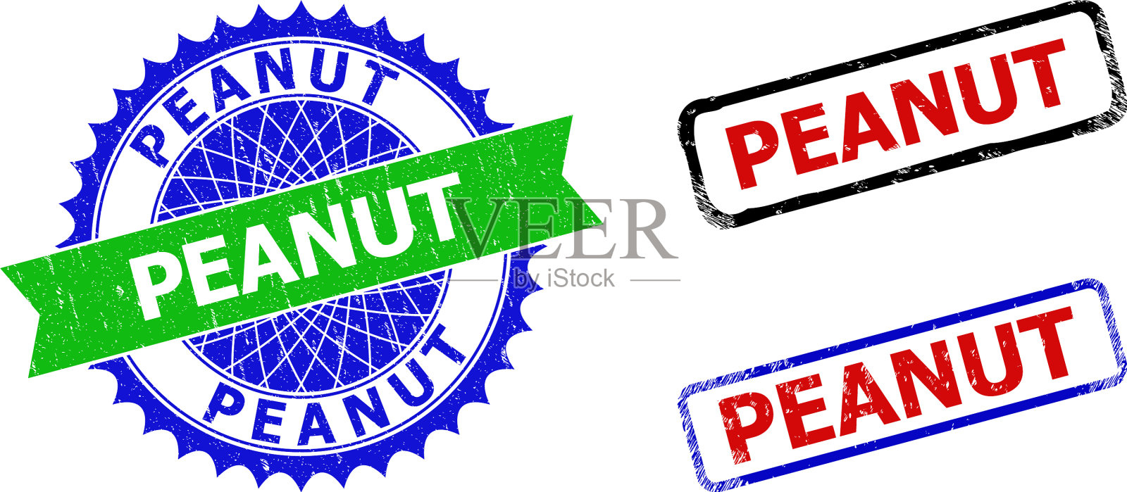 花生玫瑰形和长方形双色邮票插画图片素材