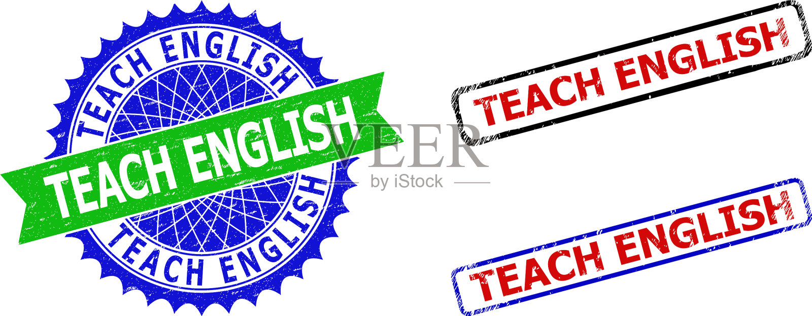 教英语玫瑰形和长方形双色插画图片素材