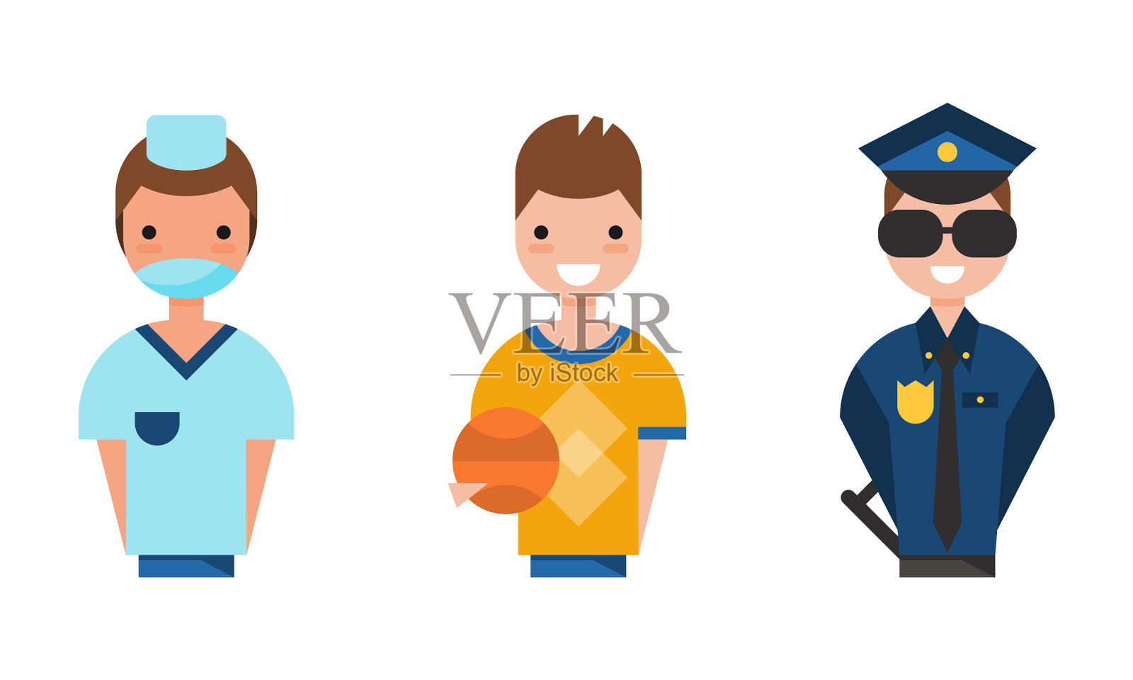 人们各行各业都设警察插画图片素材