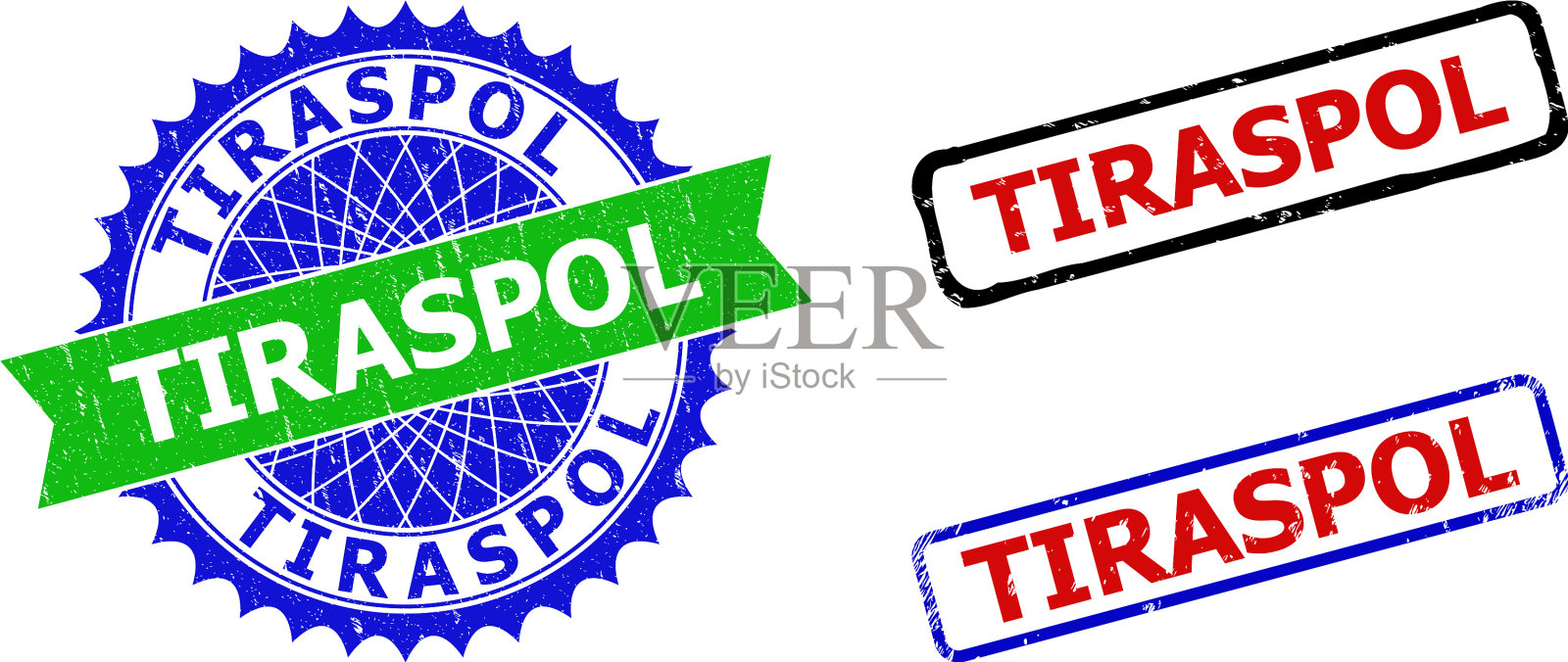 蒂拉斯波玫瑰形和长方形双色邮票印章插画图片素材