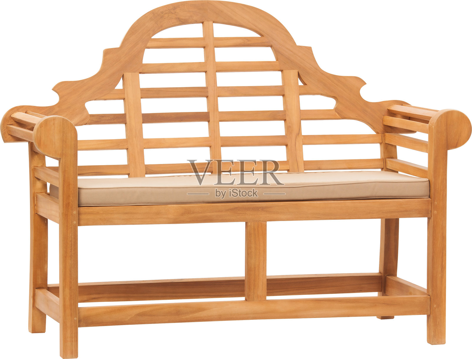 花园木椅或木凳孤立在白色背景上,并有修剪路径照片摄影图片