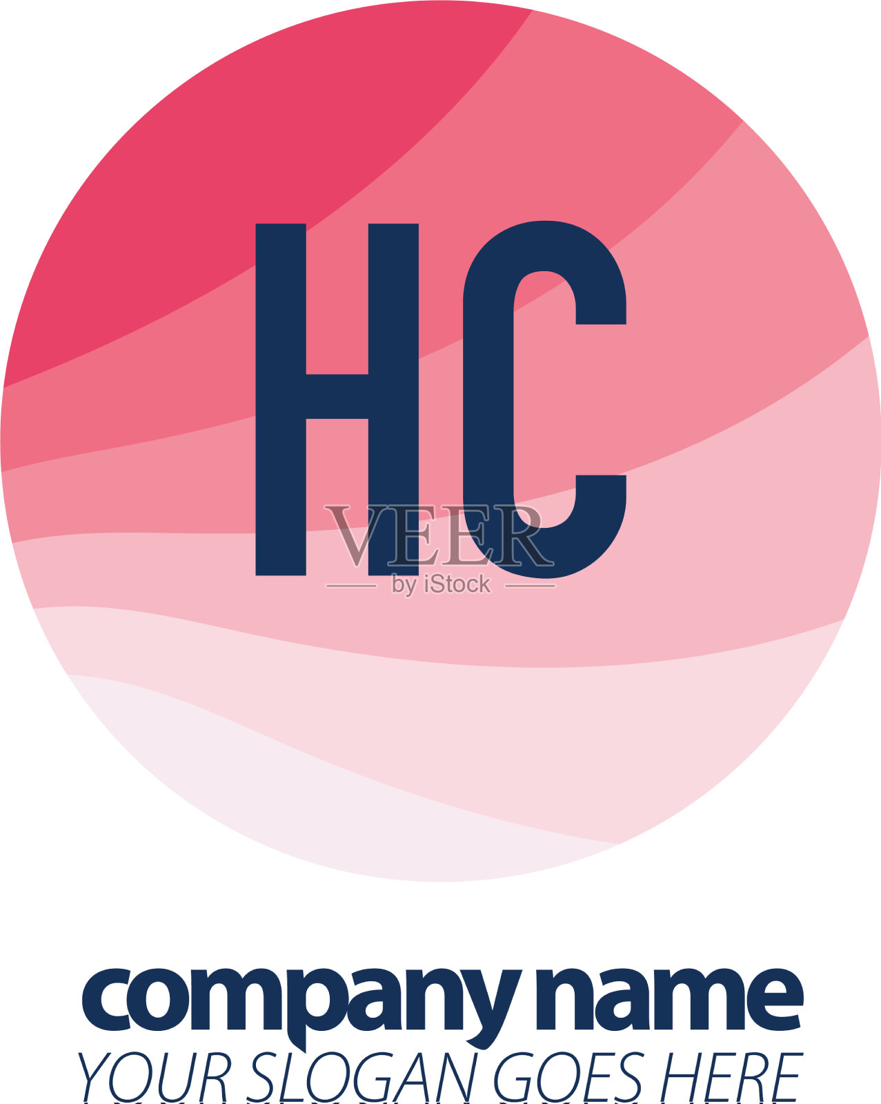 首字母hc彩色圆标志设计插画图片素材