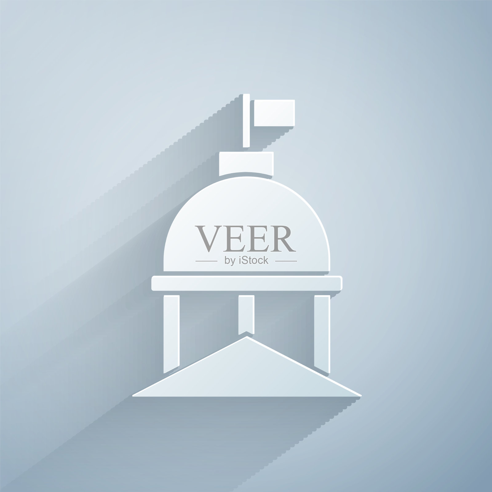 剪纸白宫图标孤立在灰色插画图片素材