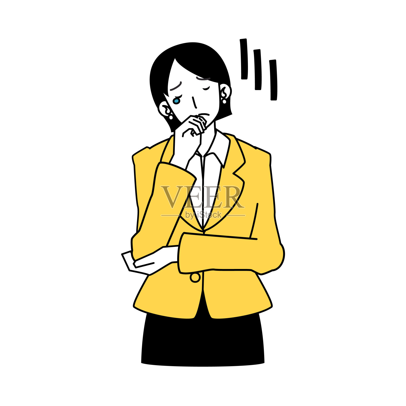 一个女人的一系列不同反应插画图片素材