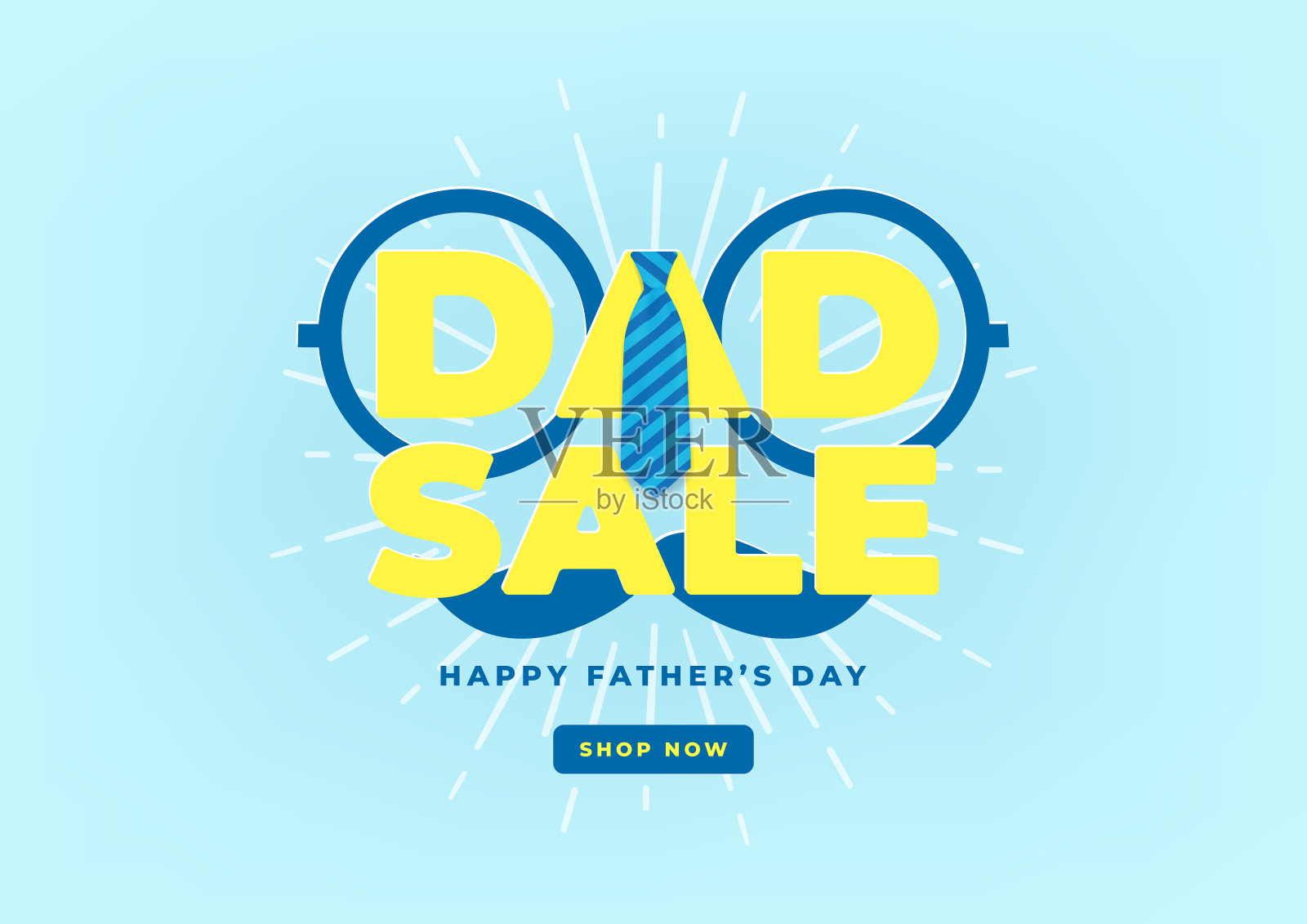 父亲节销售横幅模板与领带快乐。矢量插图。插画图片素材