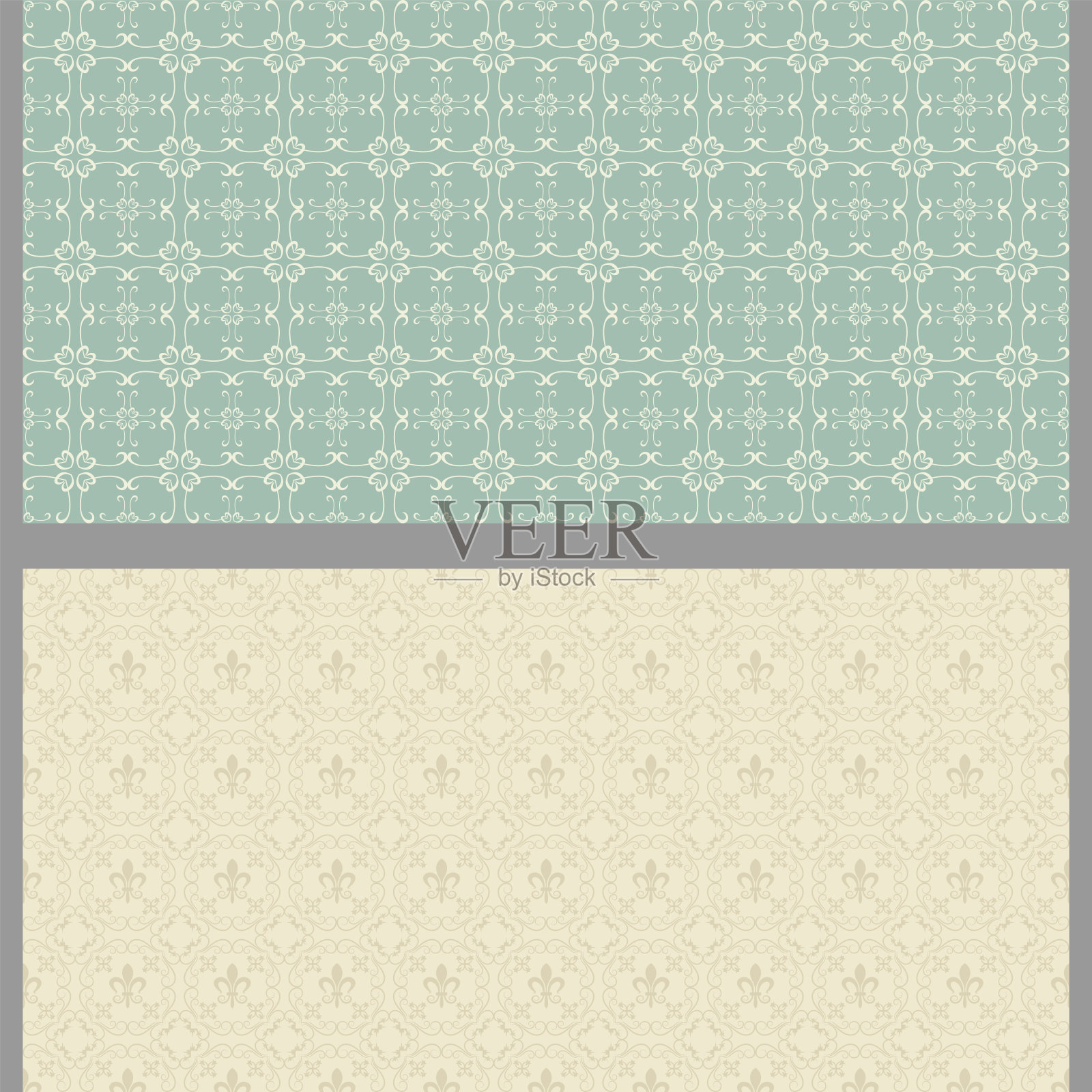 复古的背景图案与花卉元素。集。墙纸。无缝模式,纹理。矢量图插画图片素材