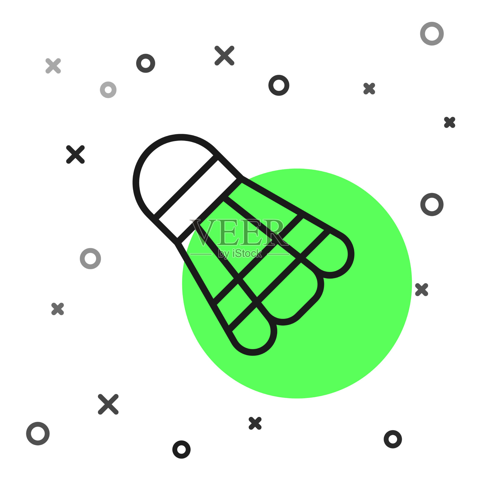 黑线羽毛球图标孤立上图标素材