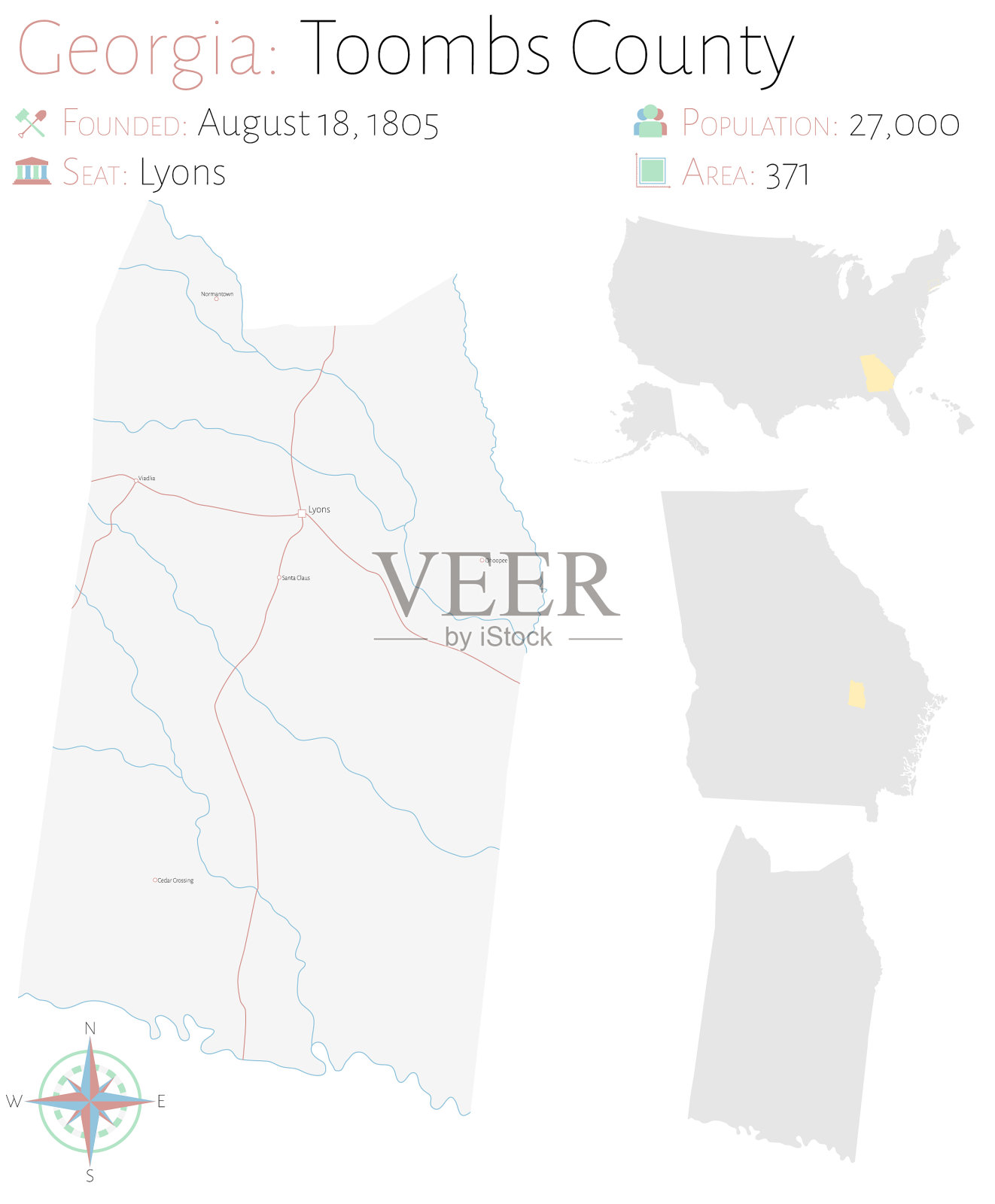 图姆斯县在乔治亚州插画图片素材